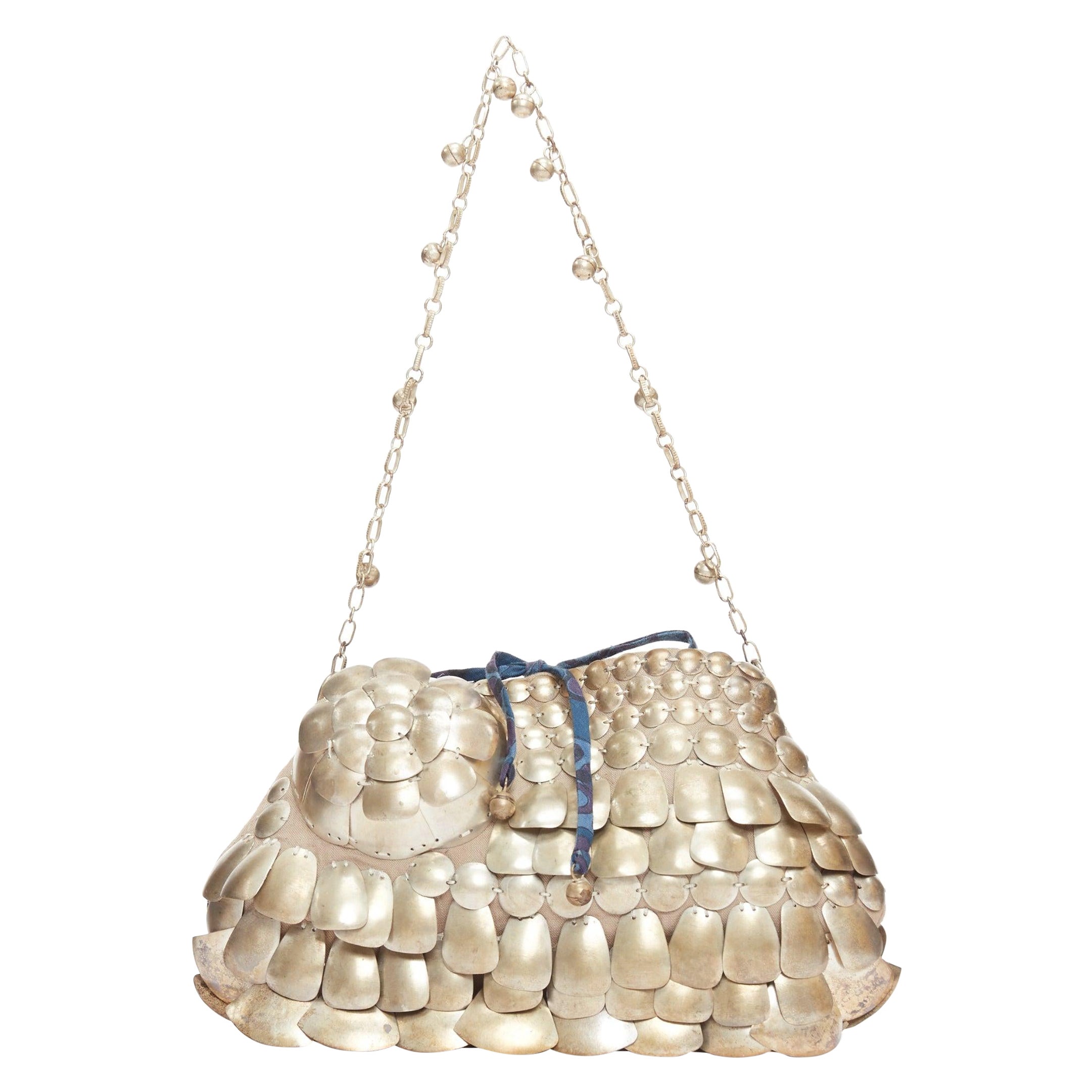 JAMIN PUECH gold metal petal flower embellished underarm chain bag