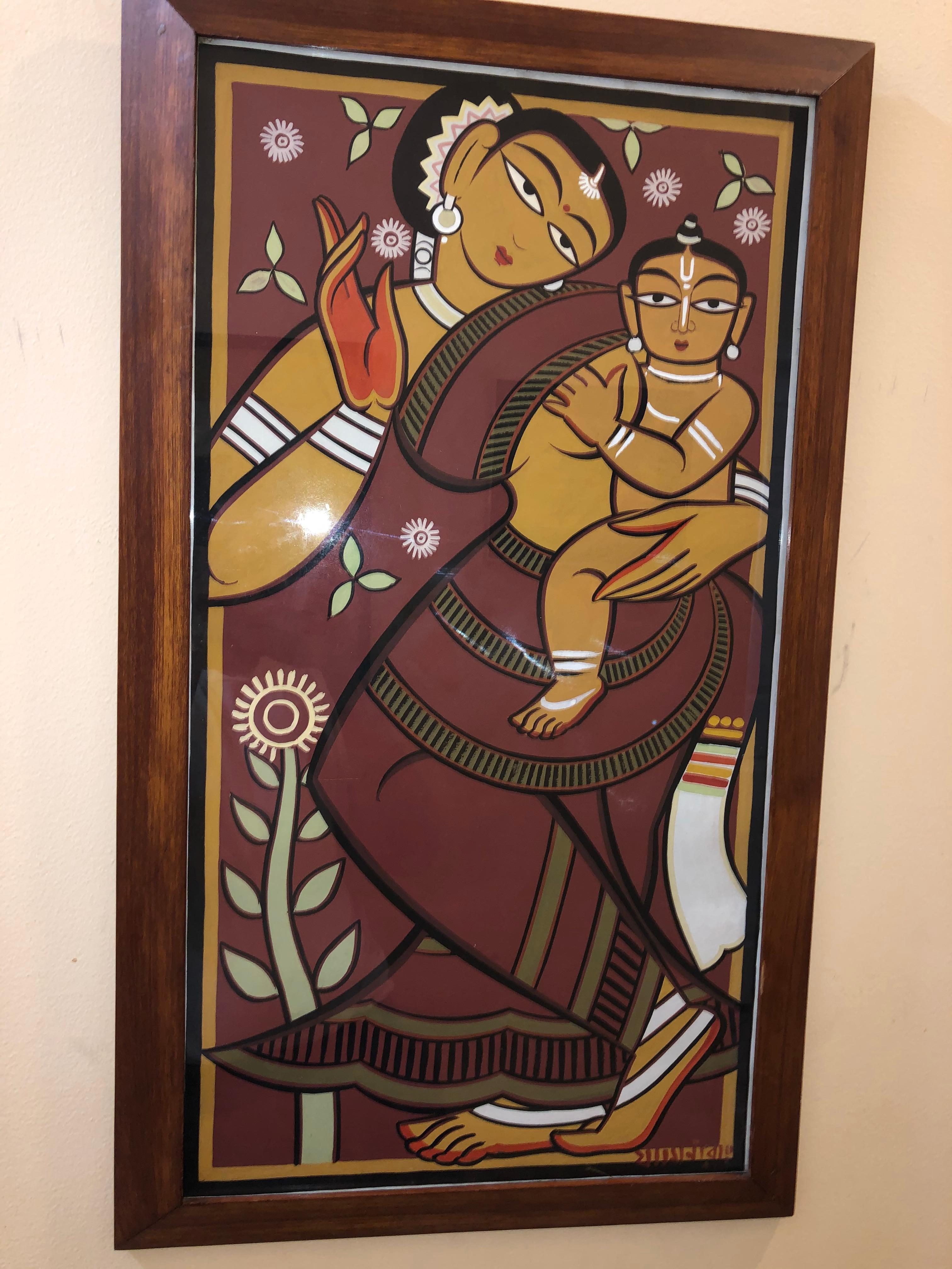 Peinture originale de Jamini Roy « Mère et enfant » en vente 1