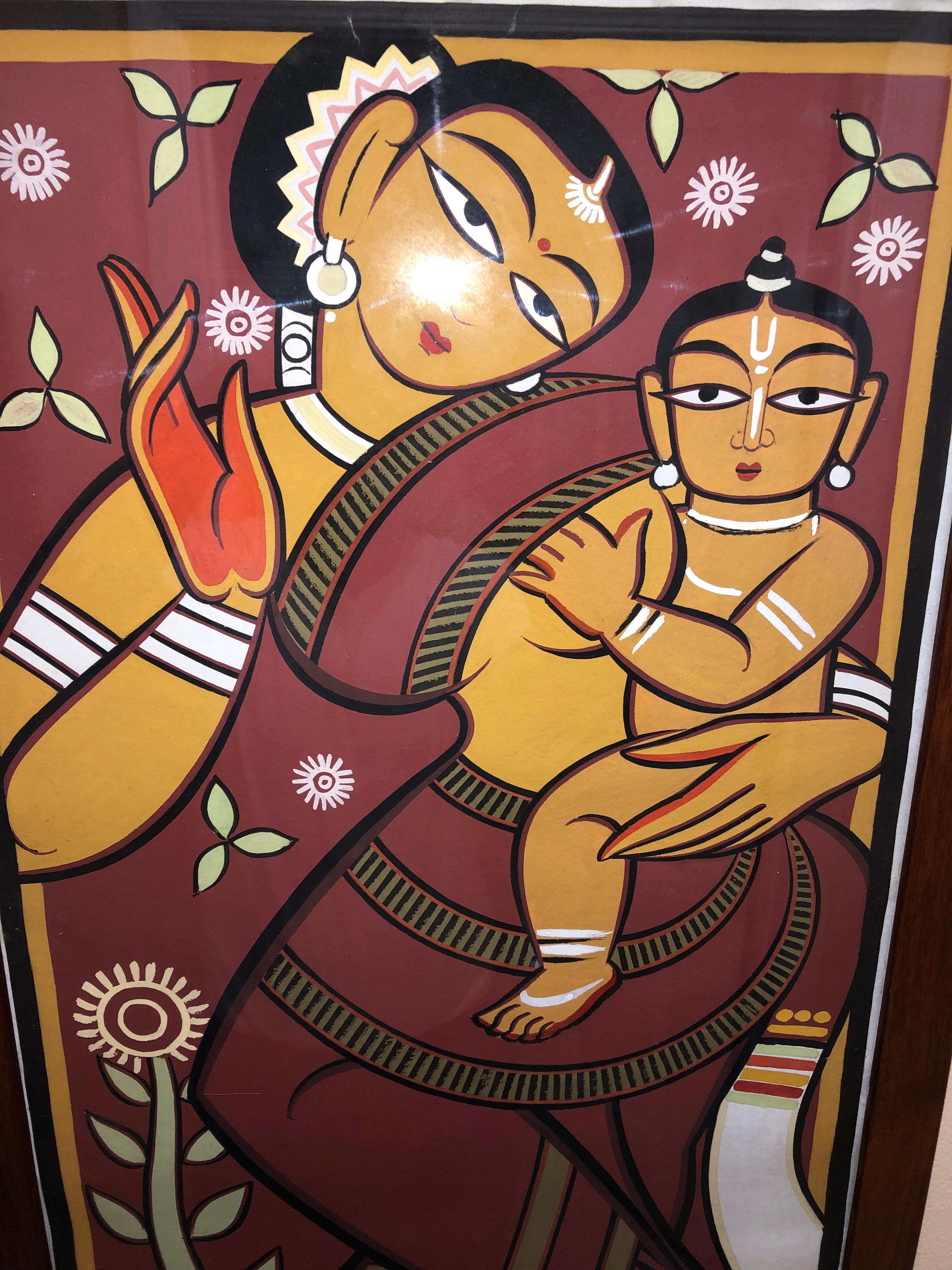 Peinture originale de Jamini Roy « Mère et enfant » en vente 4