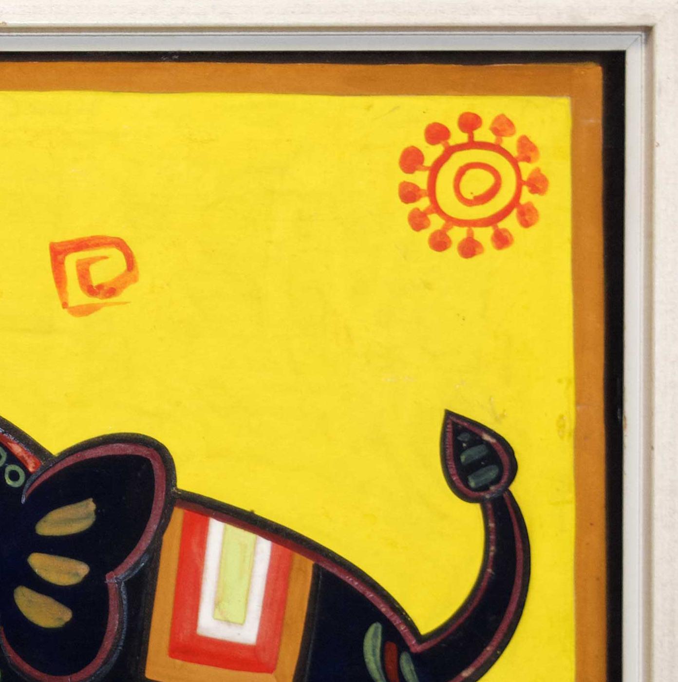 'Untitled (Elephants)' original painting on paper by Jamini Roy 3