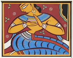 sans titre (Gopini)" peinture originale sur papier de Jamini Roy