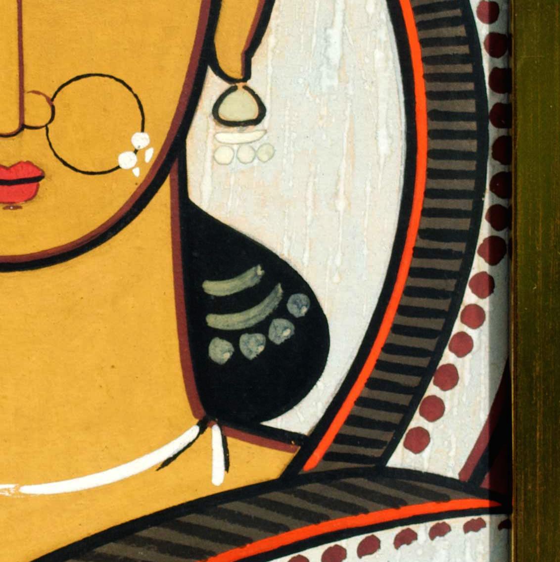'Untitled (Woman)' original painting on paper by Jamini Roy 3
