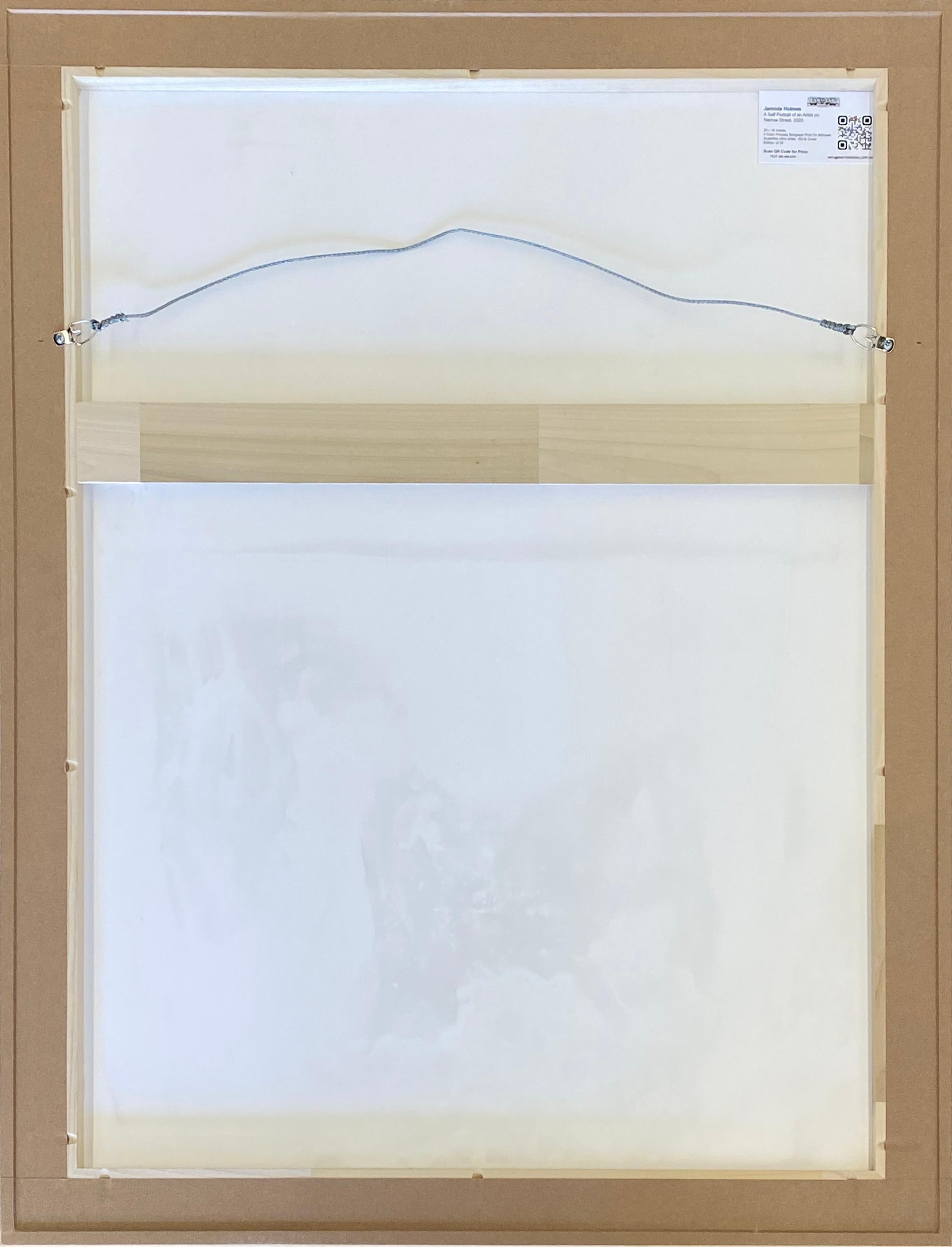 Artist: Jammie Holmes
Title: A Self Portrait of an Artist on Narrow Street
Size: 20 x 16 Inches
Medium: 4 Color Process Serigraph Print on Mohawk Superfine UltraWhite, 160 lb cover.
Edition: of 35
Year: 2020
Notes: ﻿Hand Signed and Numbered by the