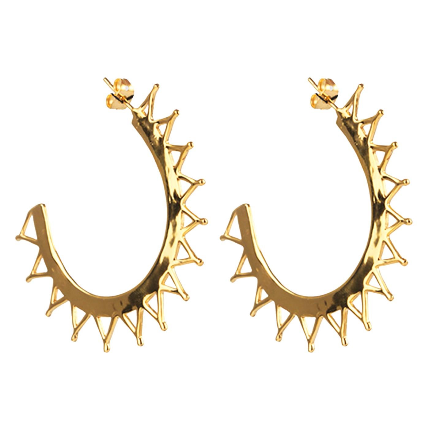 Jam+Rico Large Zon Earrings in Brass with 14k Gold Plating For Sale