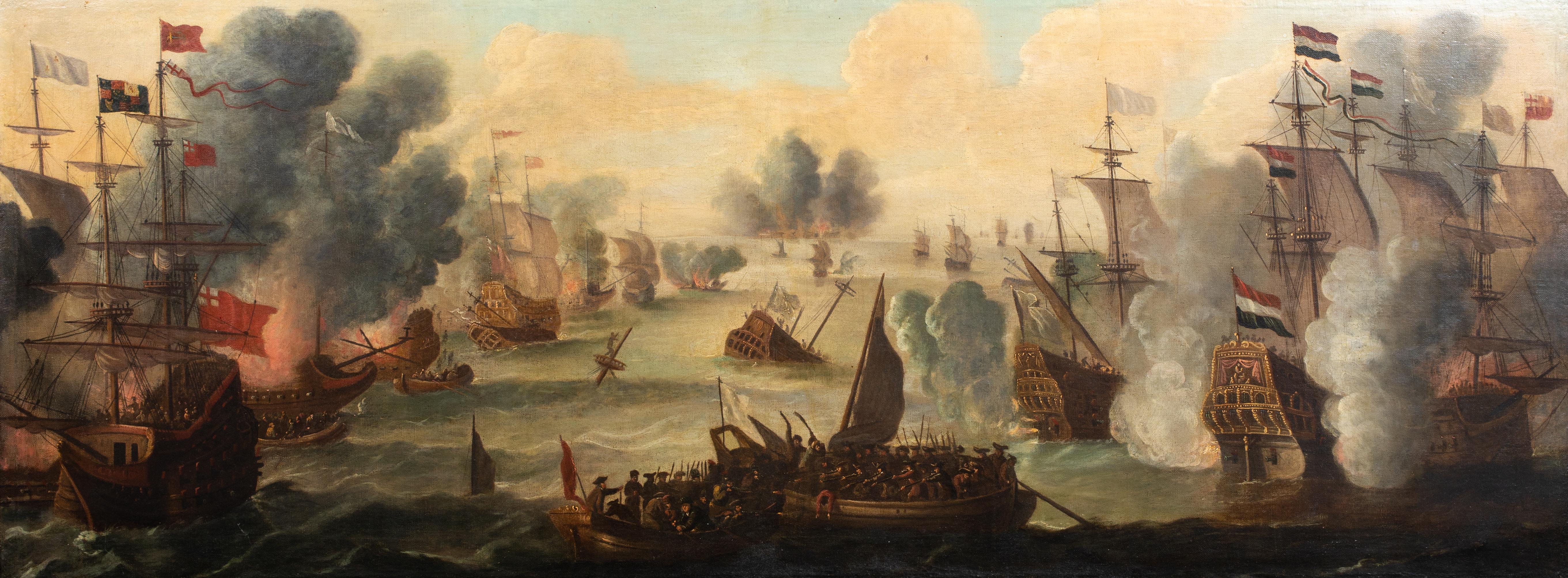 The Battle of Scheveningen, 10th August 1653, 17th Century  - Brown Portrait Painting by Jan Abrahamsz Beerstraaten