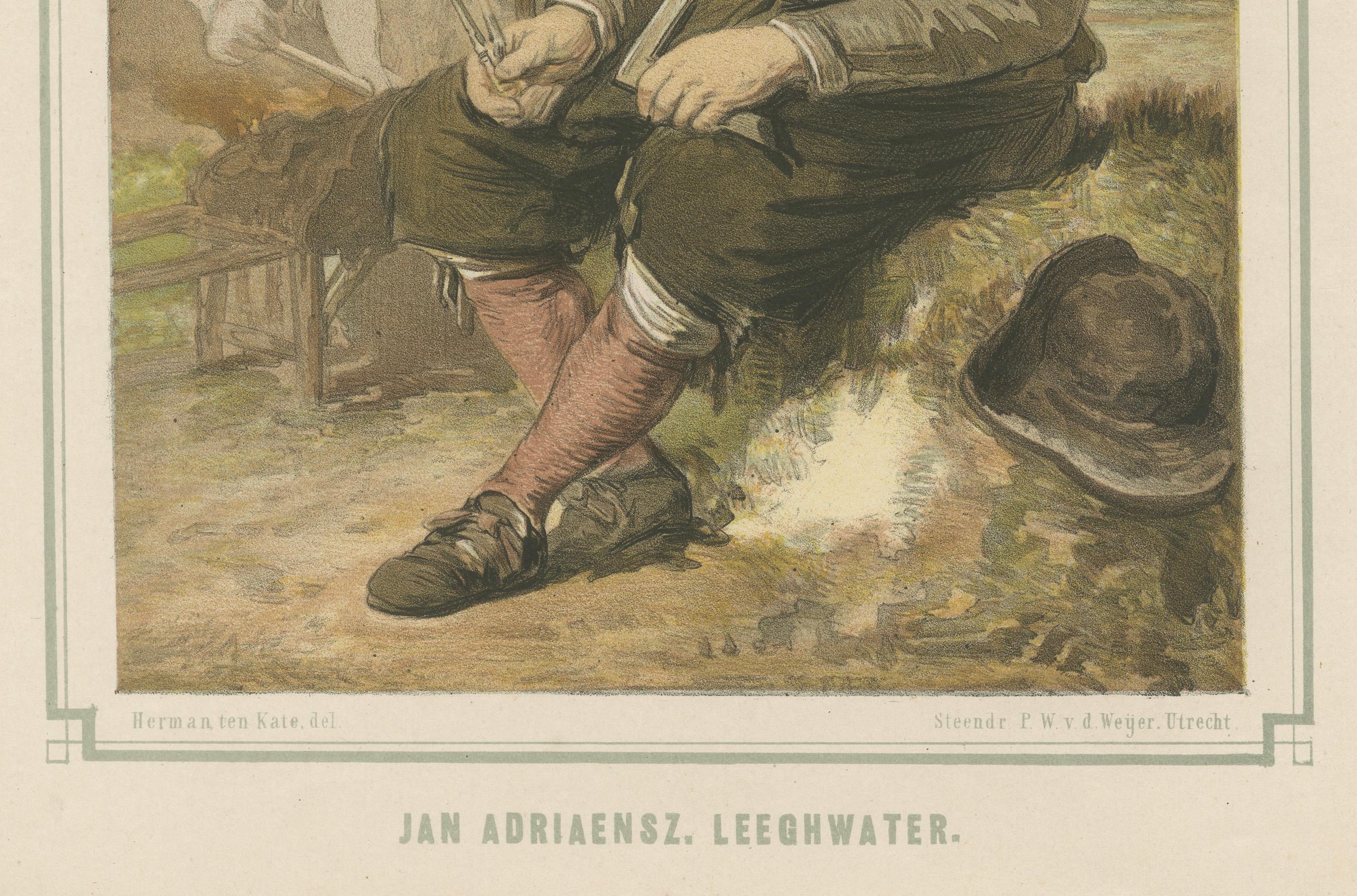 Jan Adriaensz Leeghwater – Dutch Engineer and Millwright, 19th-Century Lithograph

Item Description:
This 19th-century hand-colored lithograph portrays Jan Adriaensz Leeghwater, one of the most important hydraulic engineers of the Dutch Golden Age.