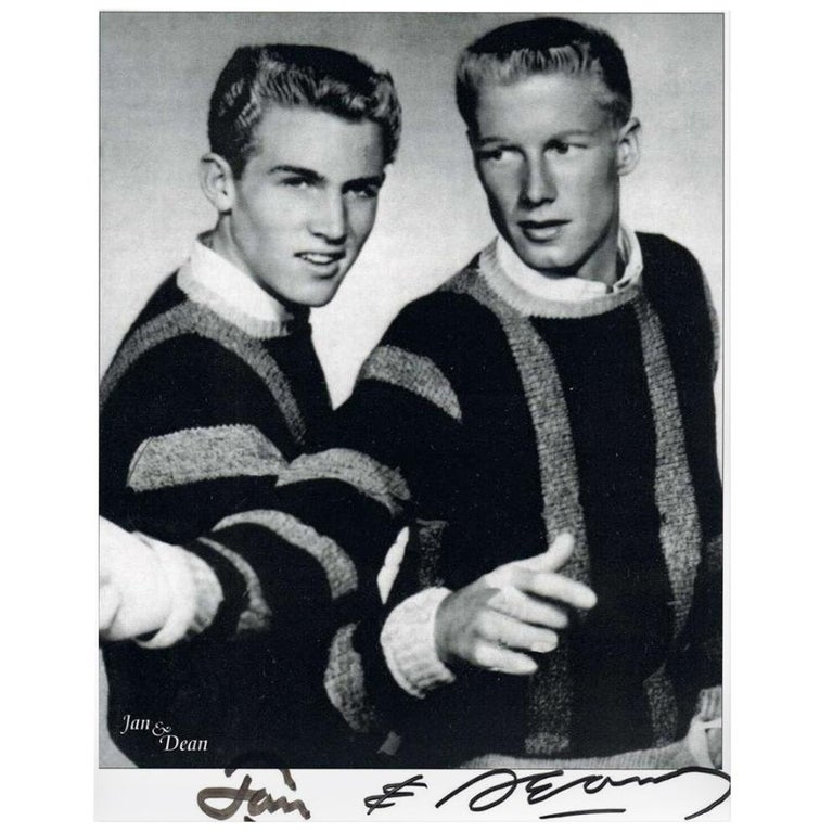 Jan and Dean Vintage Autographed Photograph Black and White For Sale