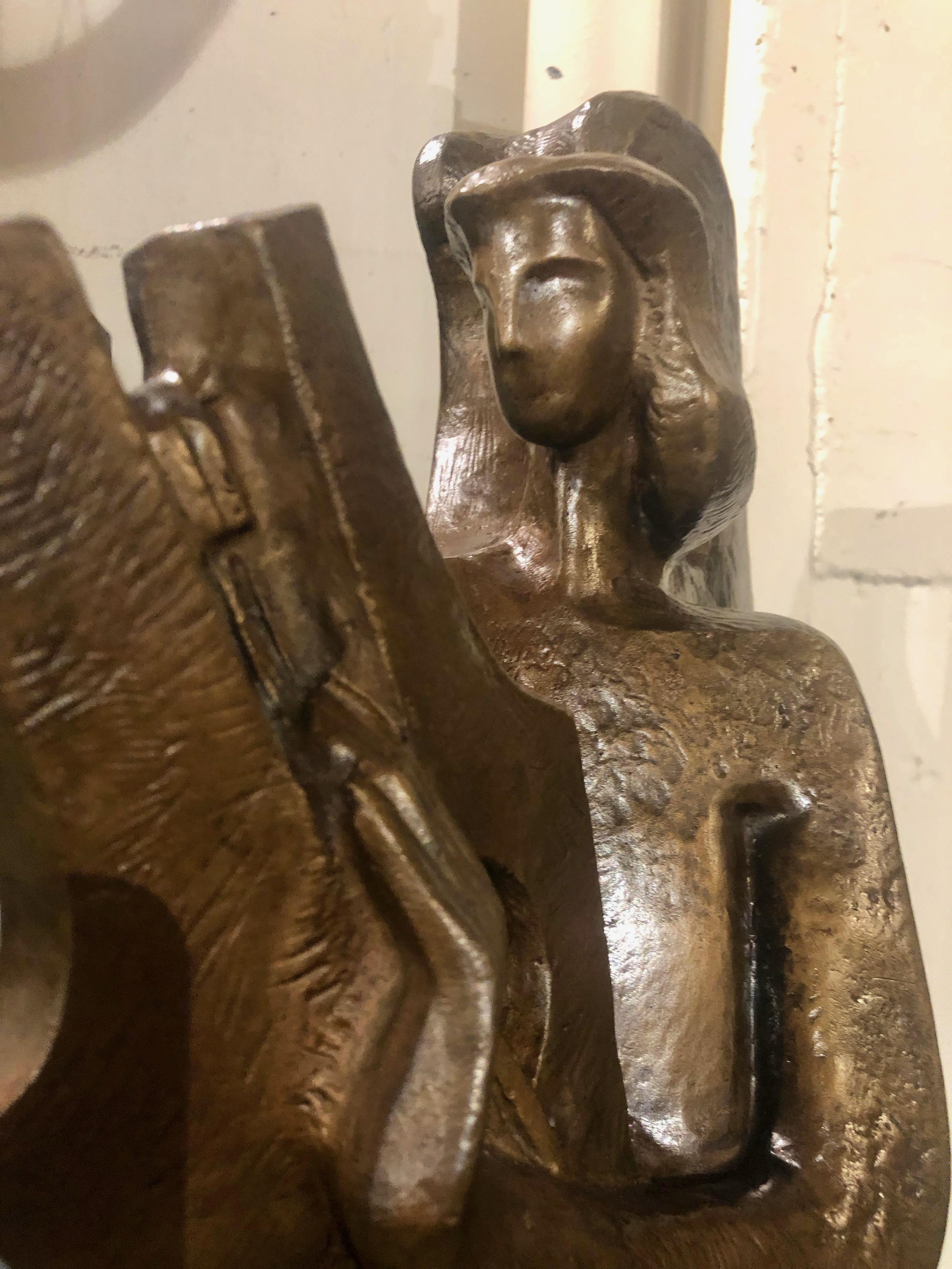Jan & Joel Martel Art Deco Cubist Bronze Angel Monumental 2 of 8 For Sale 1