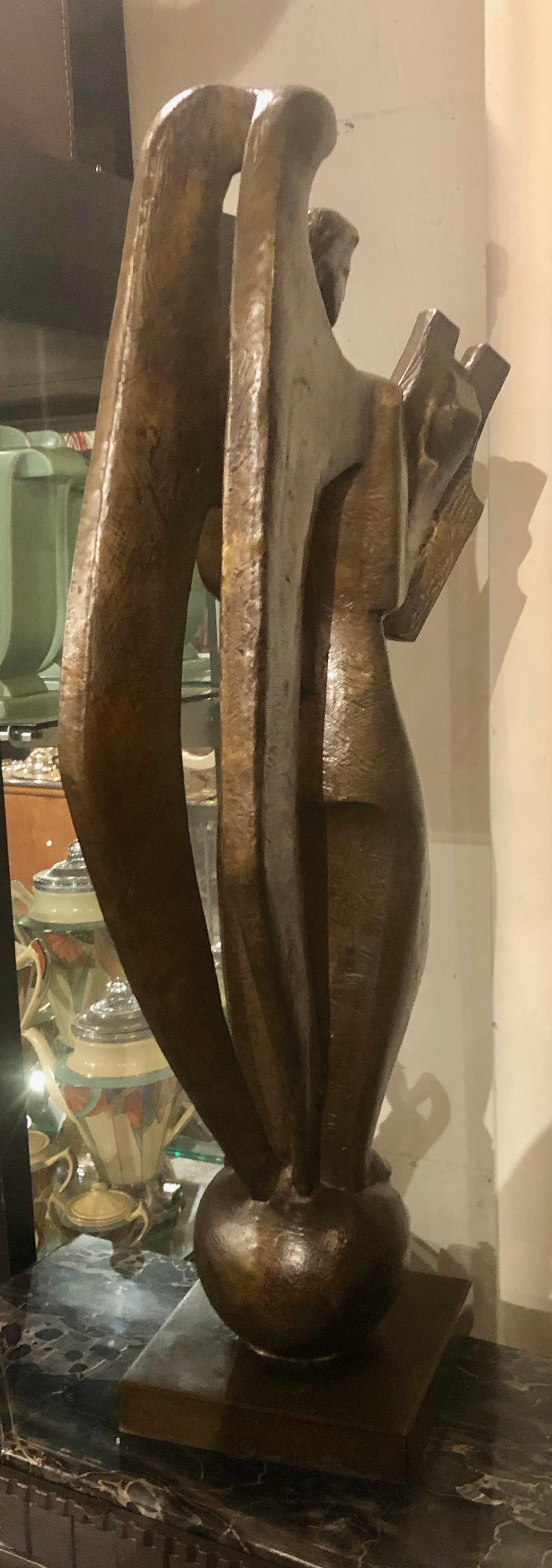 Jan & Joel Martel Art Deco Cubist Bronze Angel Monumental 2 of 8 For Sale 5