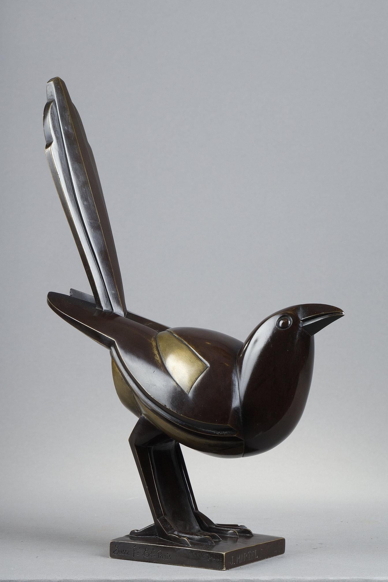 Magpie
by Jan and Joël MARTEL (1896-1966)

A rare and genuine bronze sculpture with a dual patina, dark brown and gilded
Signed to the front of the base 