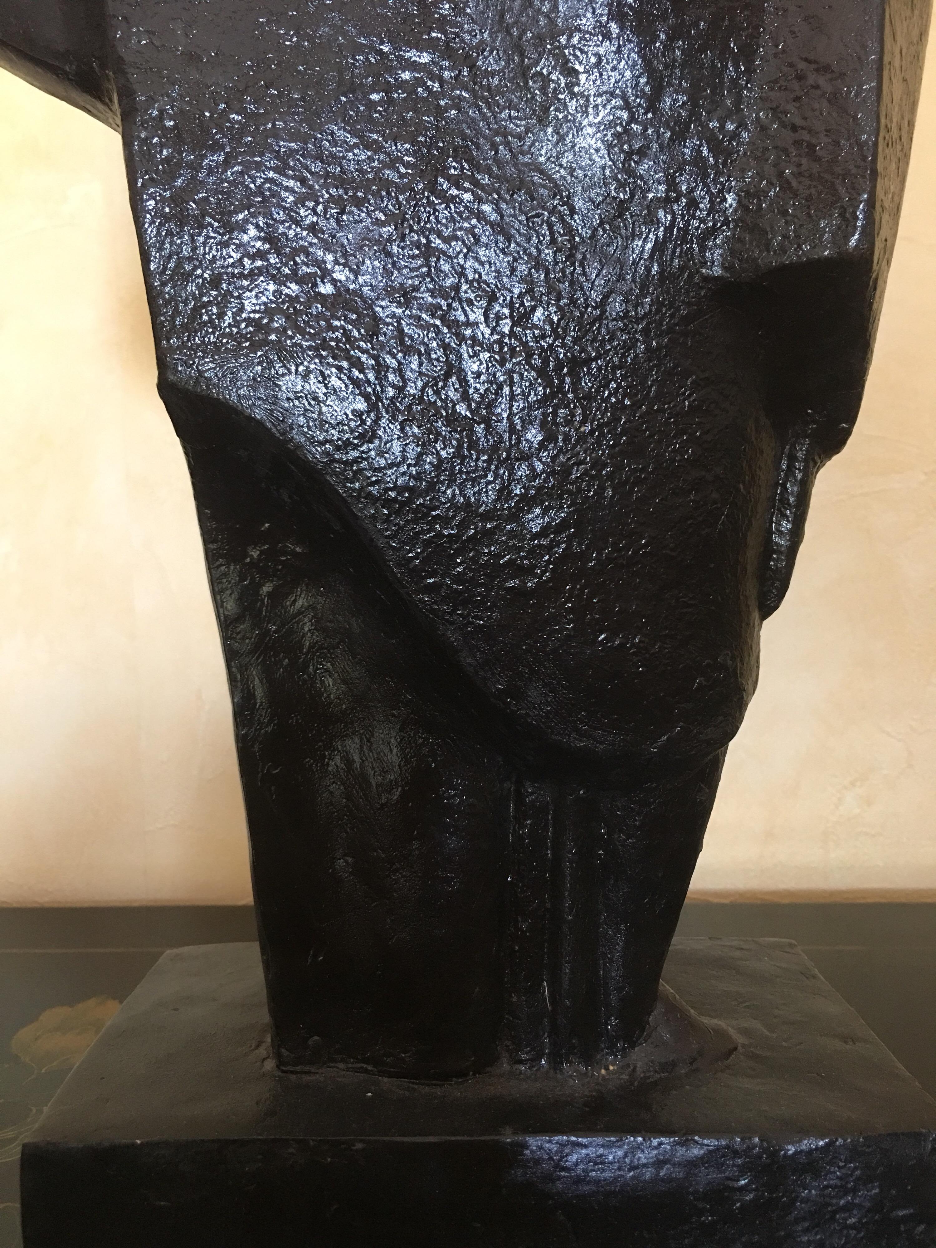 Jan and Joel Martel Signed Black Ceramic Sculpture, Unique Creation French, 1931 For Sale 7