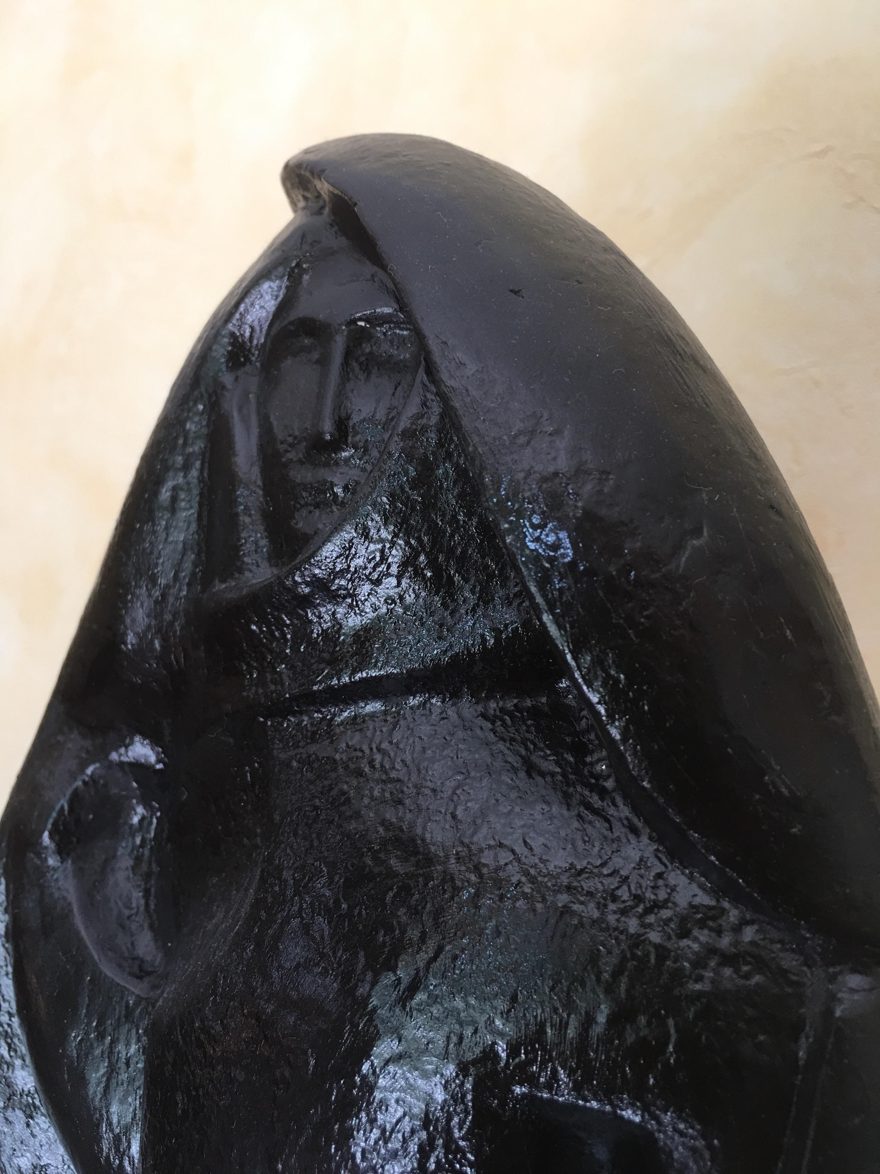 Jan and Joel Martel Signed Black Ceramic Sculpture, Unique Creation French, 1931 In Good Condition For Sale In Aix En Provence, FR