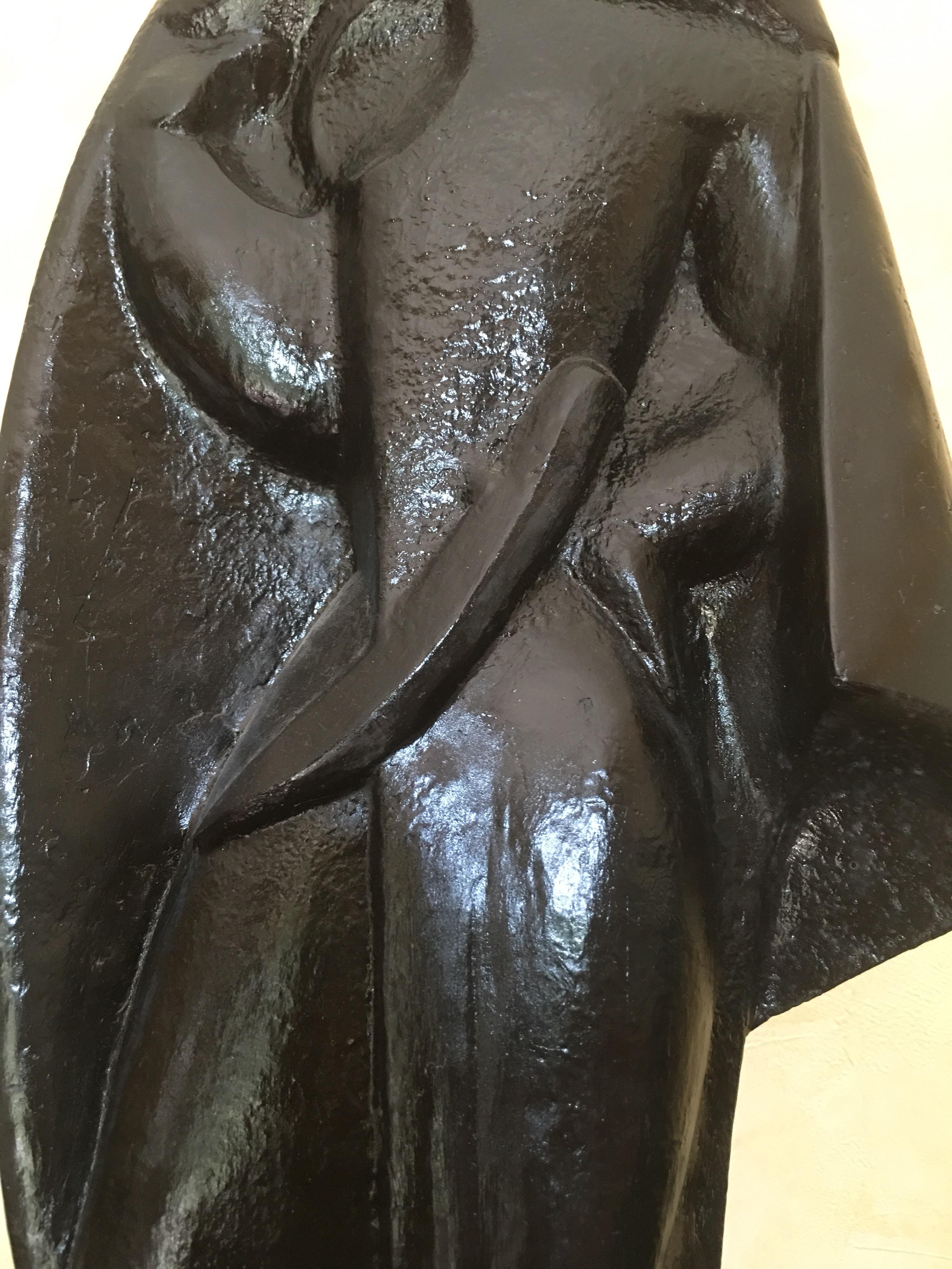 Jan and Joel Martel Signed Black Ceramic Sculpture, Unique Creation French, 1931 For Sale 1