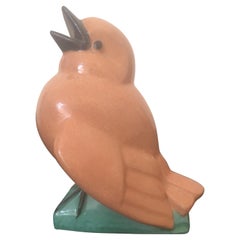 Antique Jan and Joel Martel Signed Glazed Ceramic Sparrow, French, 1927