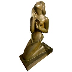 Vintage Jan Anteunis Art Deco Female Statue Belgian Sculptor