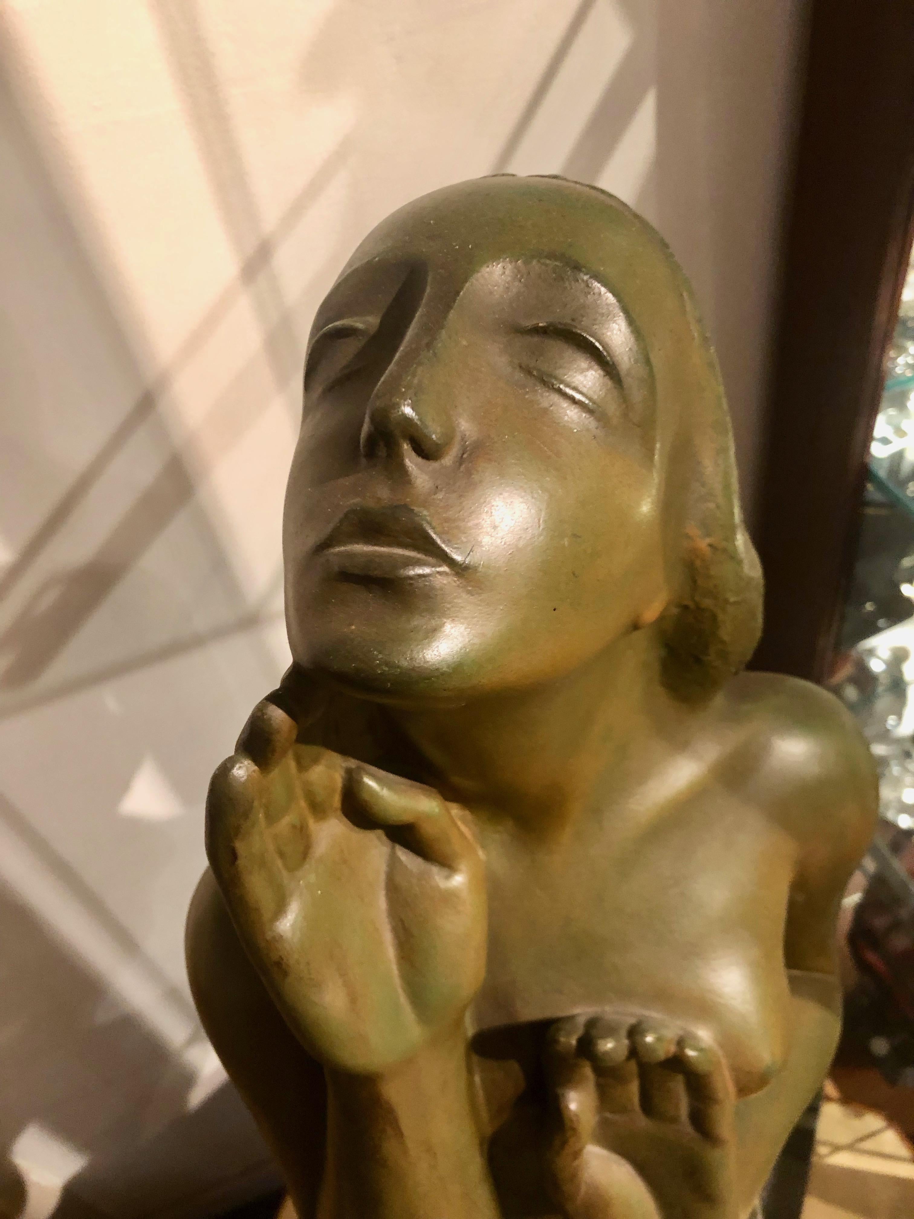 Jan Anteunis Art Deco Female Statue Belgian Sculptor In Good Condition For Sale In Oakland, CA