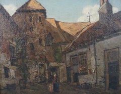 Dipinto a olio della città olandese di Deventer, La zecca, J. A. van Schooten (1870-1933)