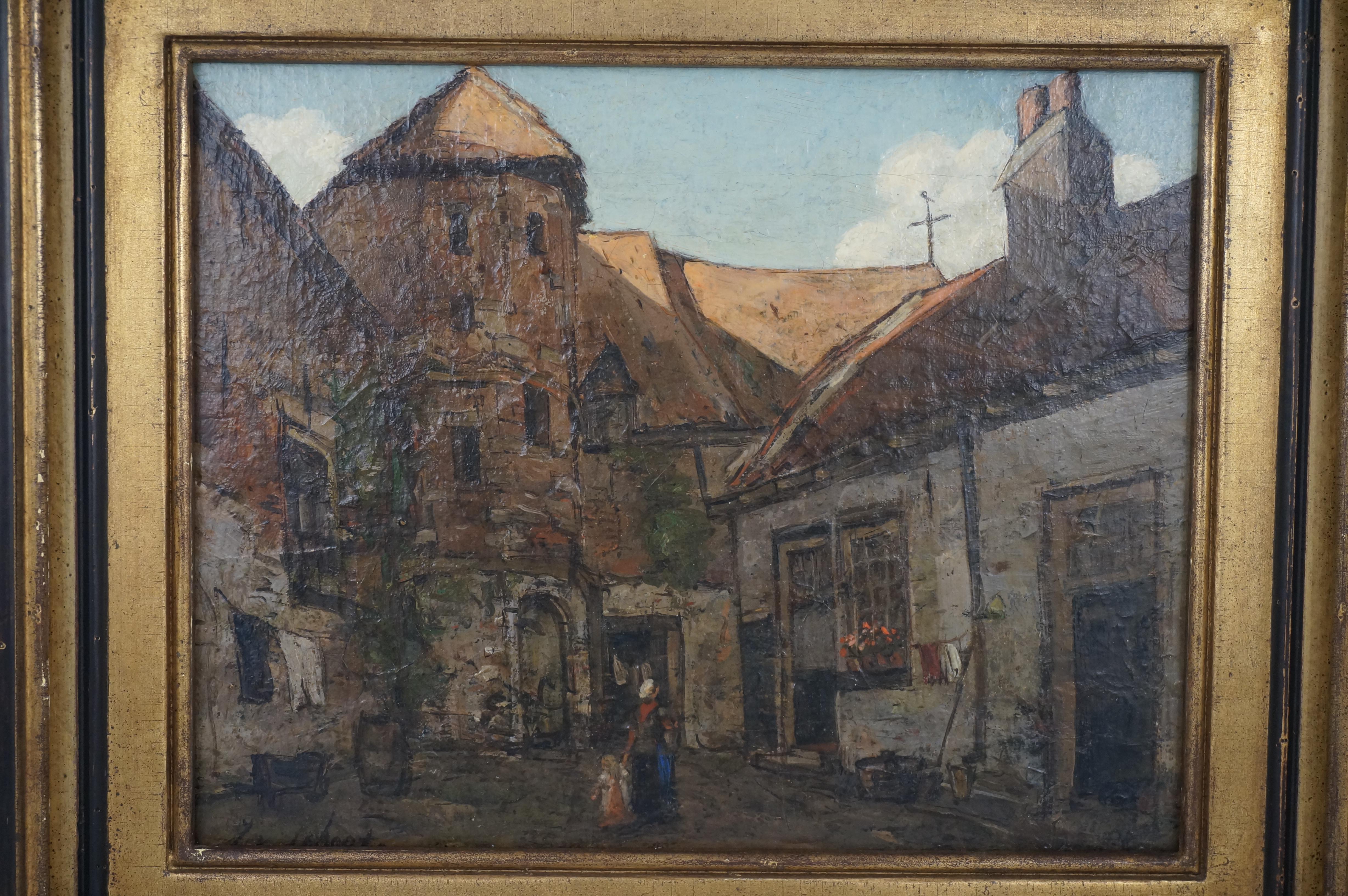 Oil painting of Dutch town Deventer, The mint, J. A. van Schooten (1870-1933) For Sale 3