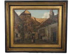 Peinture à l'huile de la ville néerlandaise Deventer, La menthe, J. A. van Schooten (1870-1933)