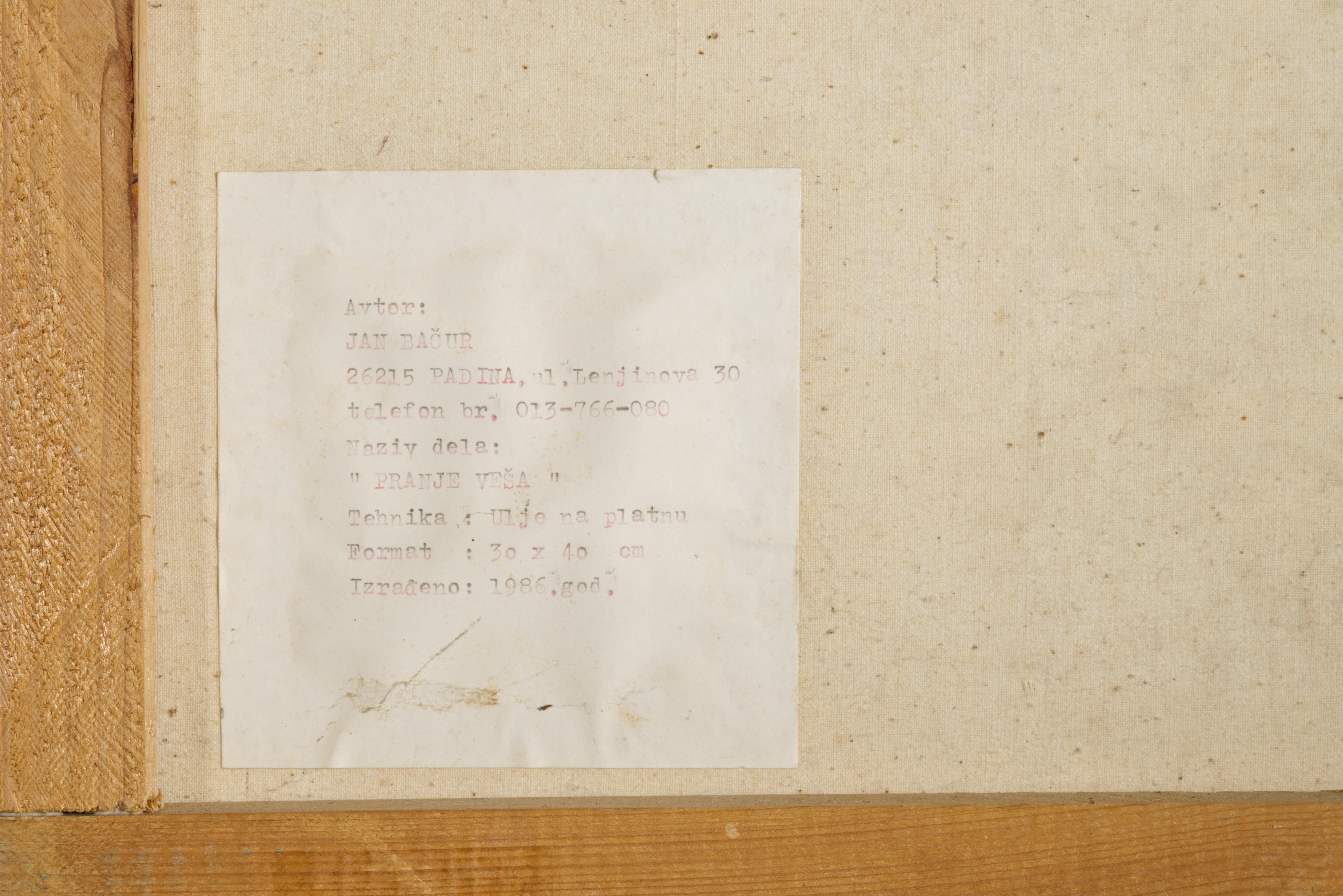 Fin du 20e siècle Jan Bačur Peinture folklorique naïve Huile sur toile encadrée, Serbie 1986 en vente