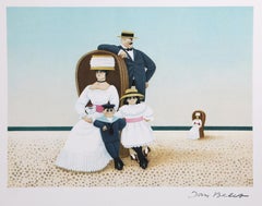 Family On The Beach, Modern Offset Lithograph by Jan Balet