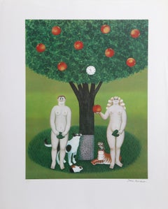Adam & Eve, Surrealist Offset Lithograph by Jan Balet
