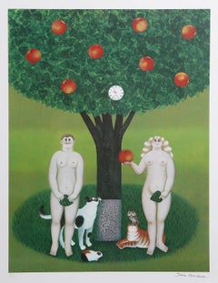 Adam 
Eve, Surrealist Offset Lithograph by Jan Balet