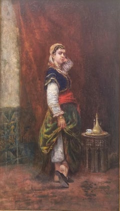 Orientalist Belgian painting HUYSMANS Attributed Orientalist elegant woman 19th