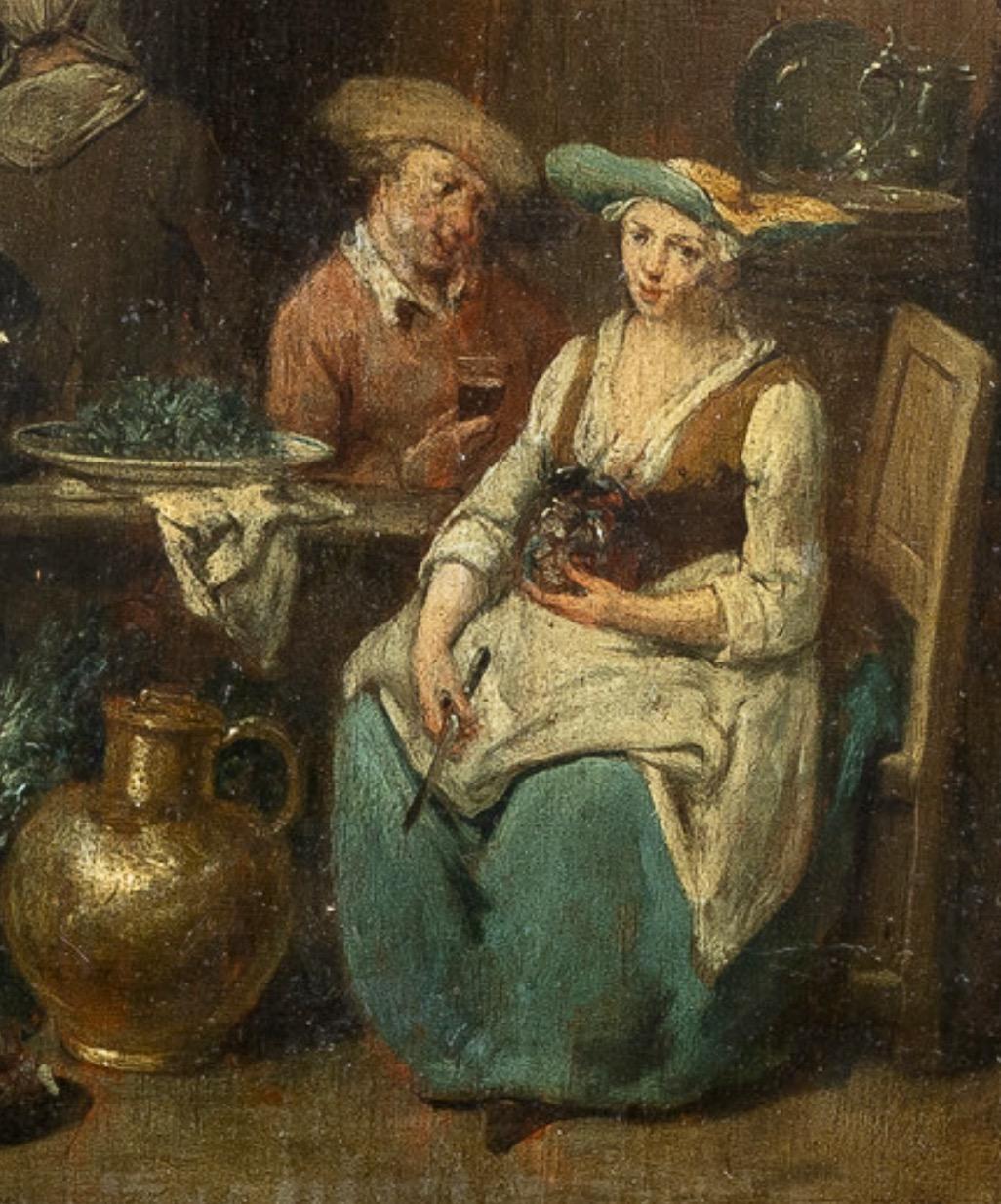 18th Century Kitchen Scene - Oil on Panel - Flemish School Painting by Jan Baptist Lambrechts