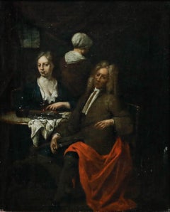 Jan Baptist Lambrechts (1680-1731) - Olio del XVIII secolo, Scena d'interni I