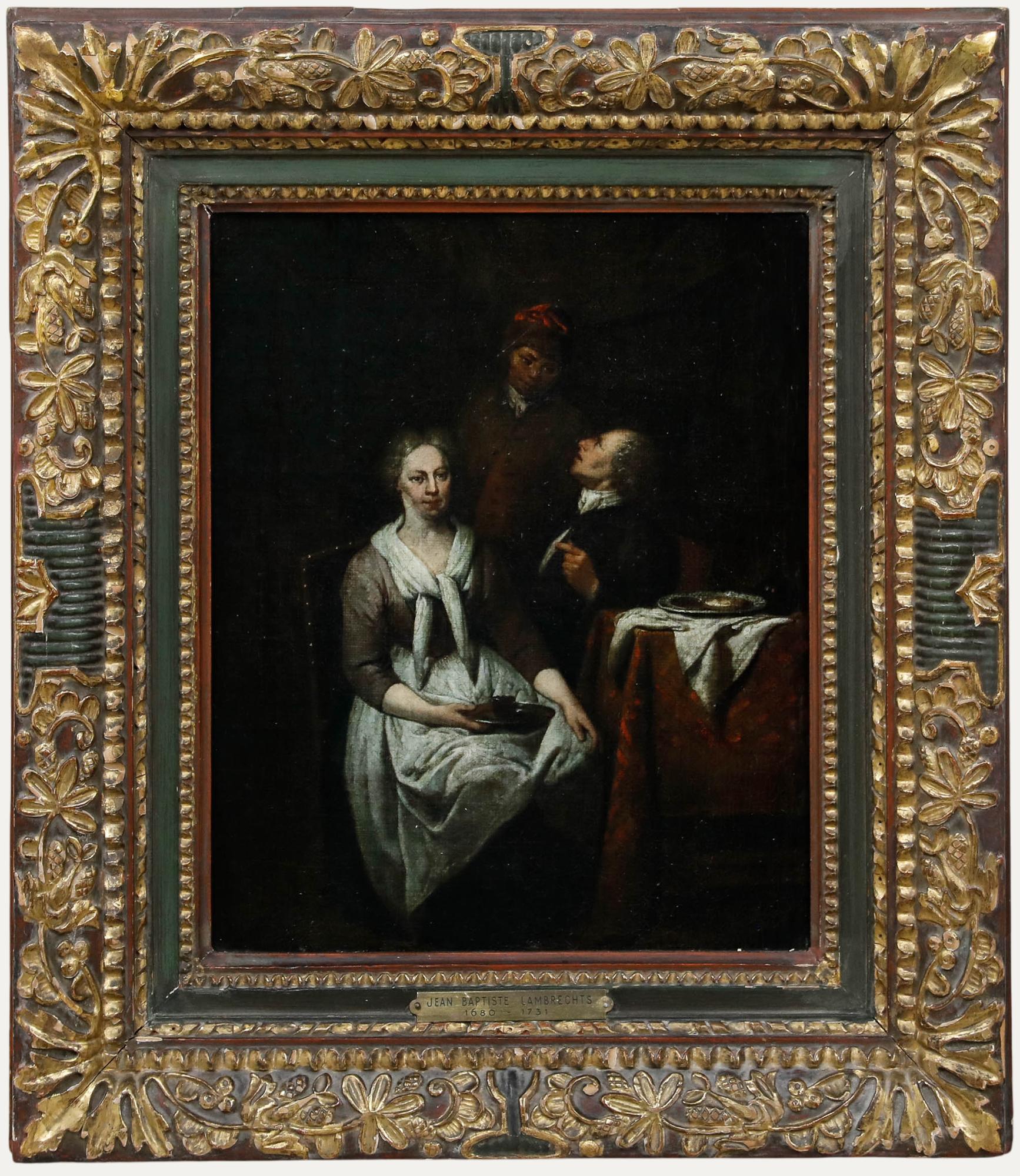 Jan Baptist Lambrechts (1680-1731) - XVIIIe siècle Huile, Scène d'intérieur II