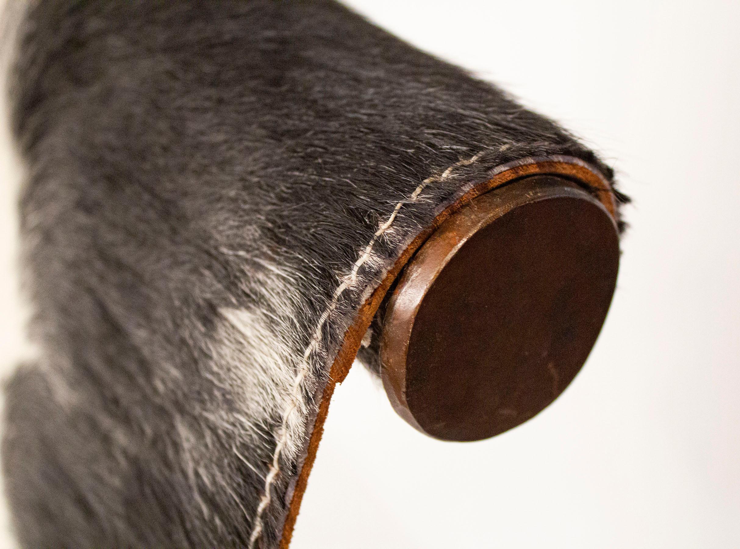 Jan Barboglio Sling Chair and Ottoman in Cowhide & Patinated Steel Texas Artist 1