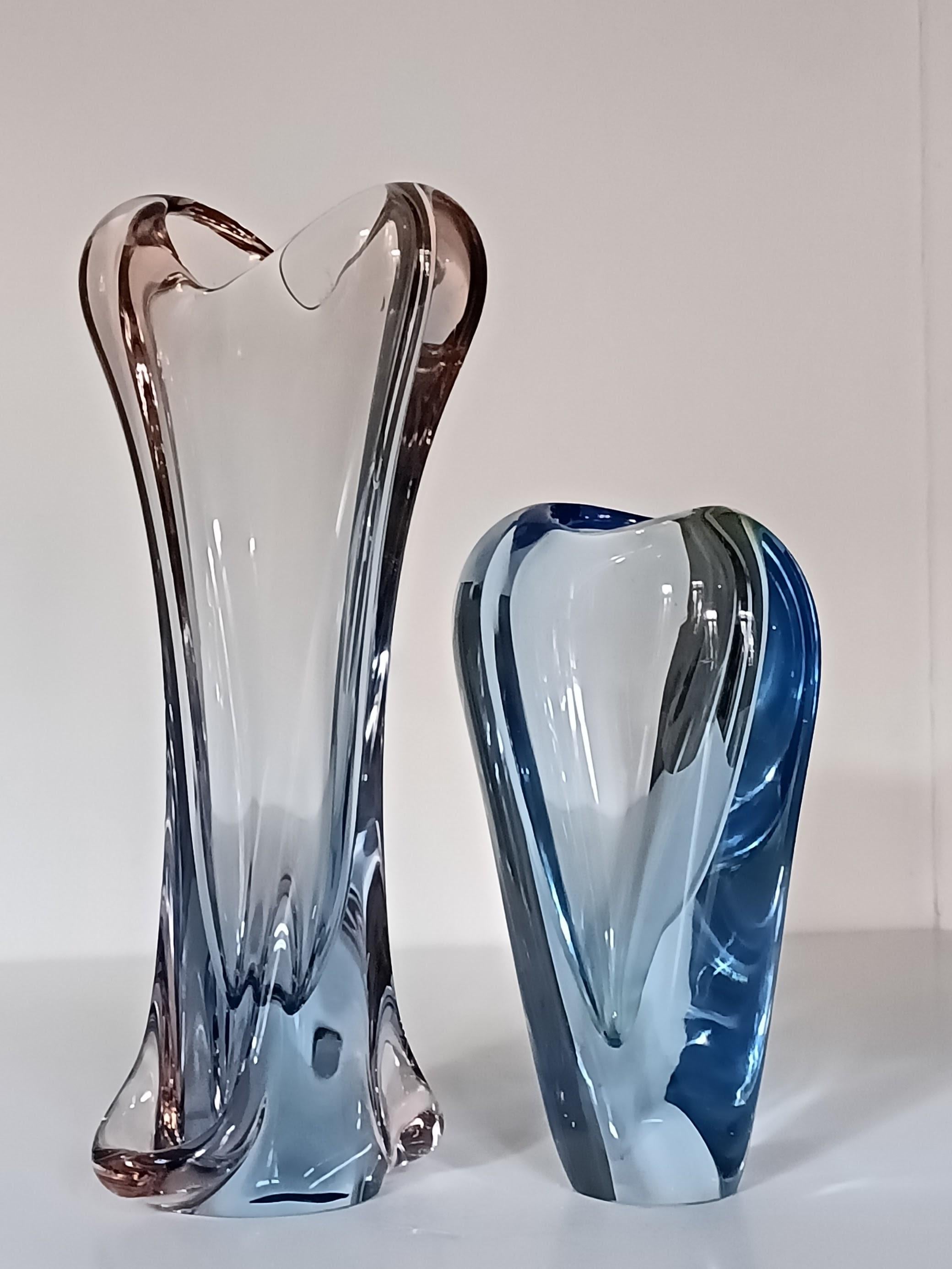 Jan Beranek Pair of Vases for Skrdlovice Glass, Czech Republic, 1950s 3