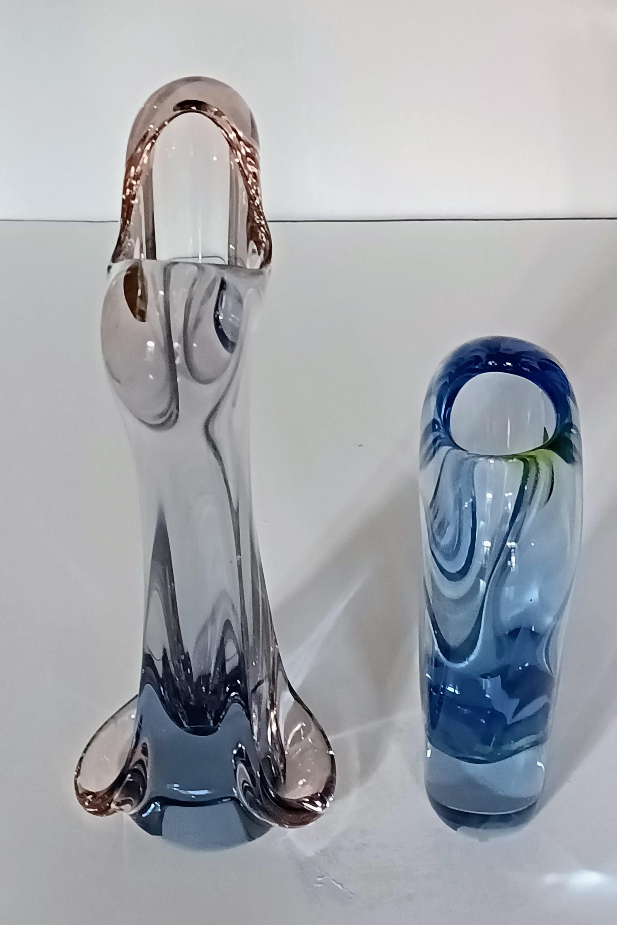 Jan Beranek Pair of Vases for Skrdlovice Glass, Czech Republic, 1950s 1