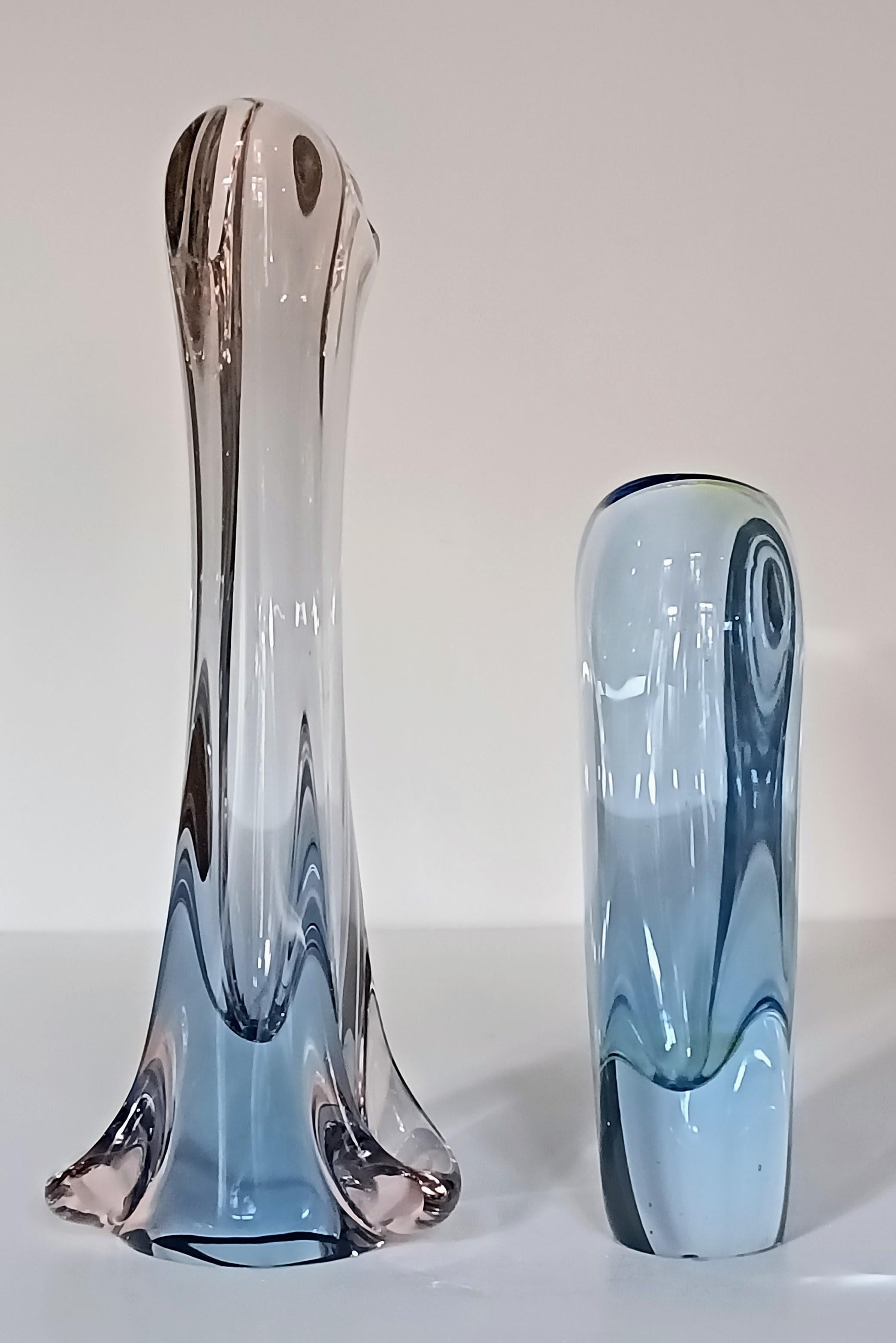 Jan Beranek Pair of Vases for Skrdlovice Glass, Czech Republic, 1950s 2