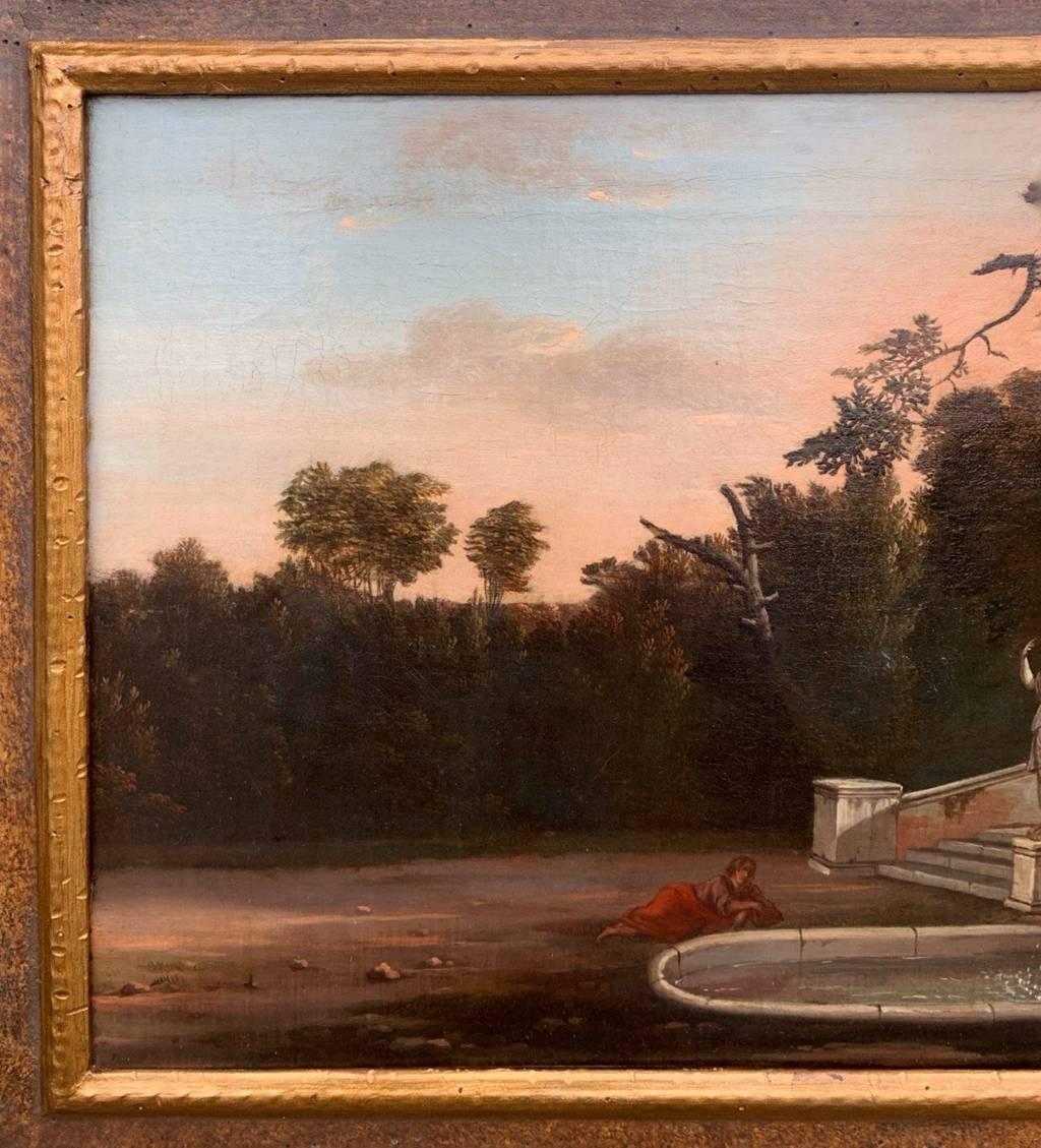 Jan Blom (Masterly baroque) - Peinture de paysage hollandaise du 17e siècle - Jardin de la VILLA en vente 9