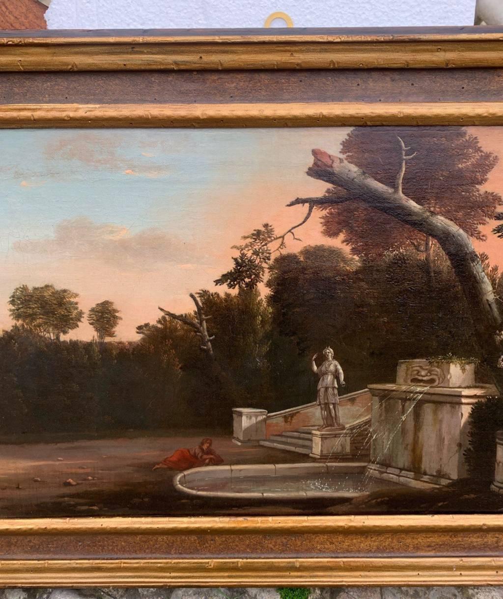 Jan Blom (Masterly baroque) - Peinture de paysage hollandaise du 17e siècle - Jardin de la VILLA en vente 8