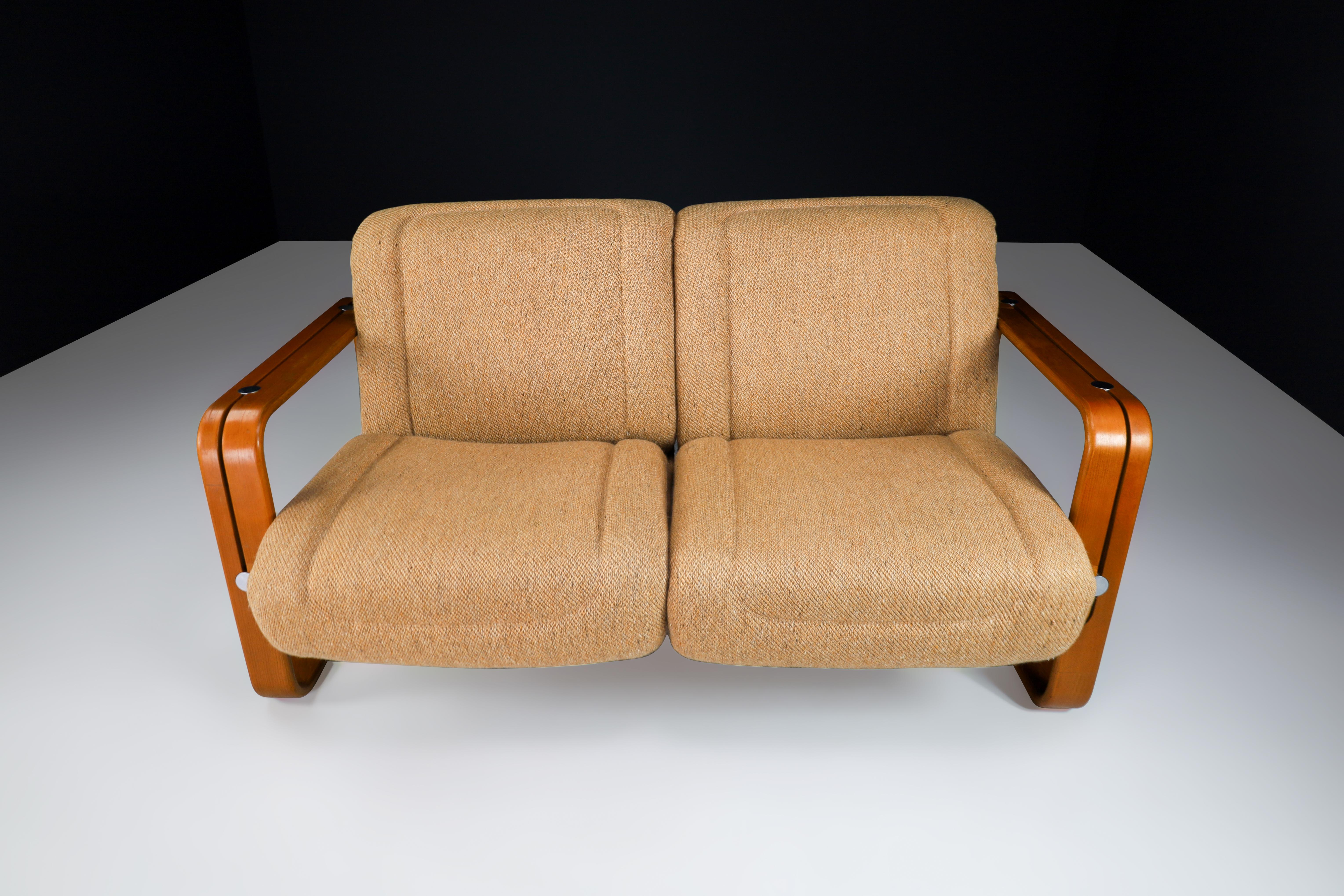 Jan Bočan Bentwood Two Seat Sofa in Original Jute Fabric 1960s For Sale 4