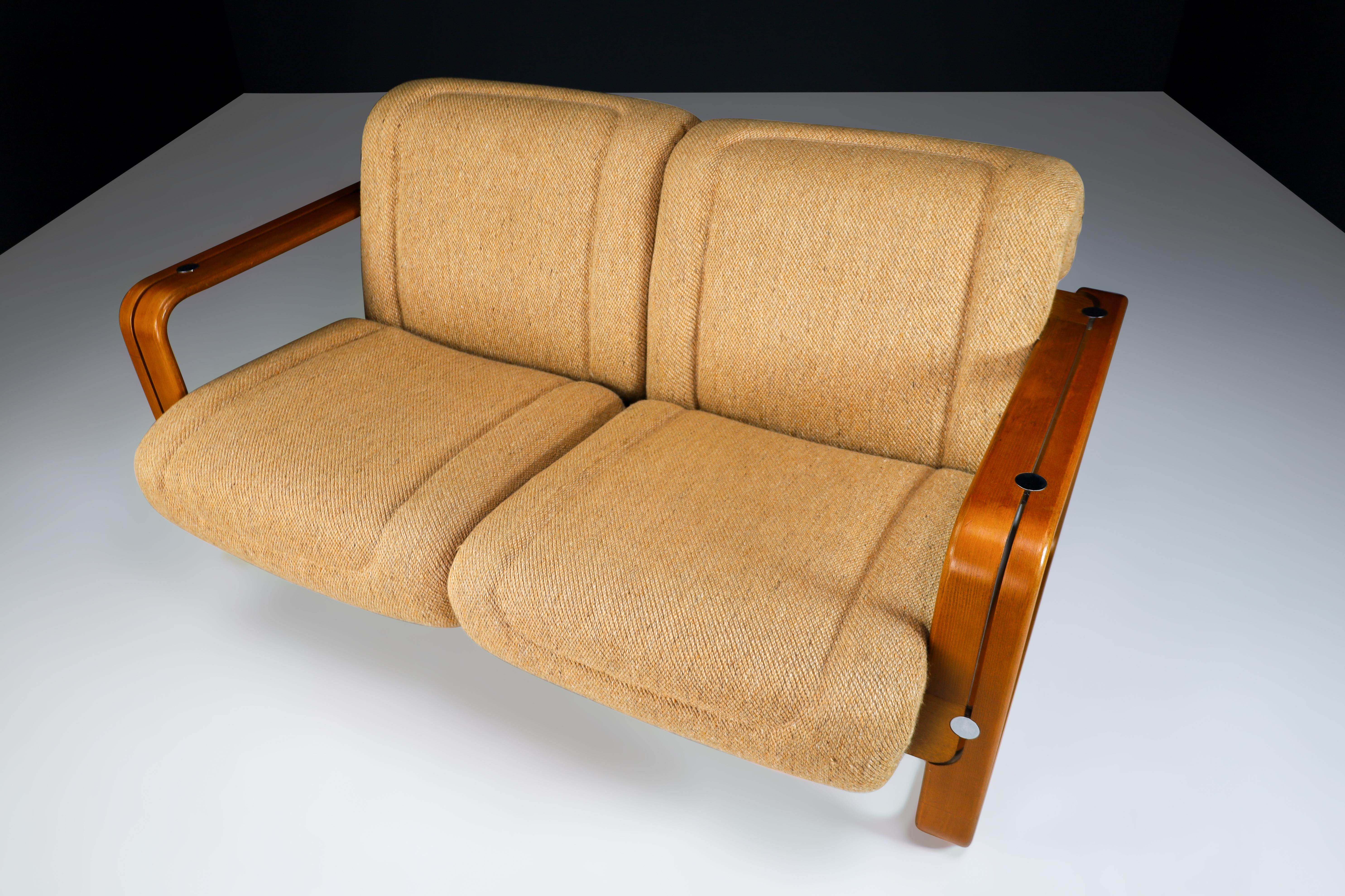 Jan Bočan Bentwood Two Seat Sofa in Original Jute Fabric 1960s For Sale 2