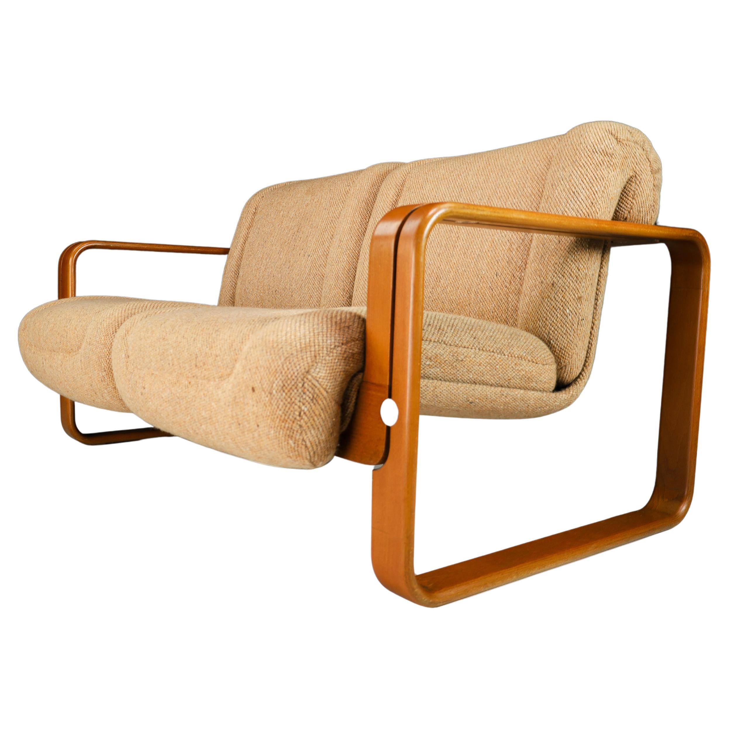 Jan Bočan Bentwood Two Seat Sofa in Original Jute Fabric 1960s