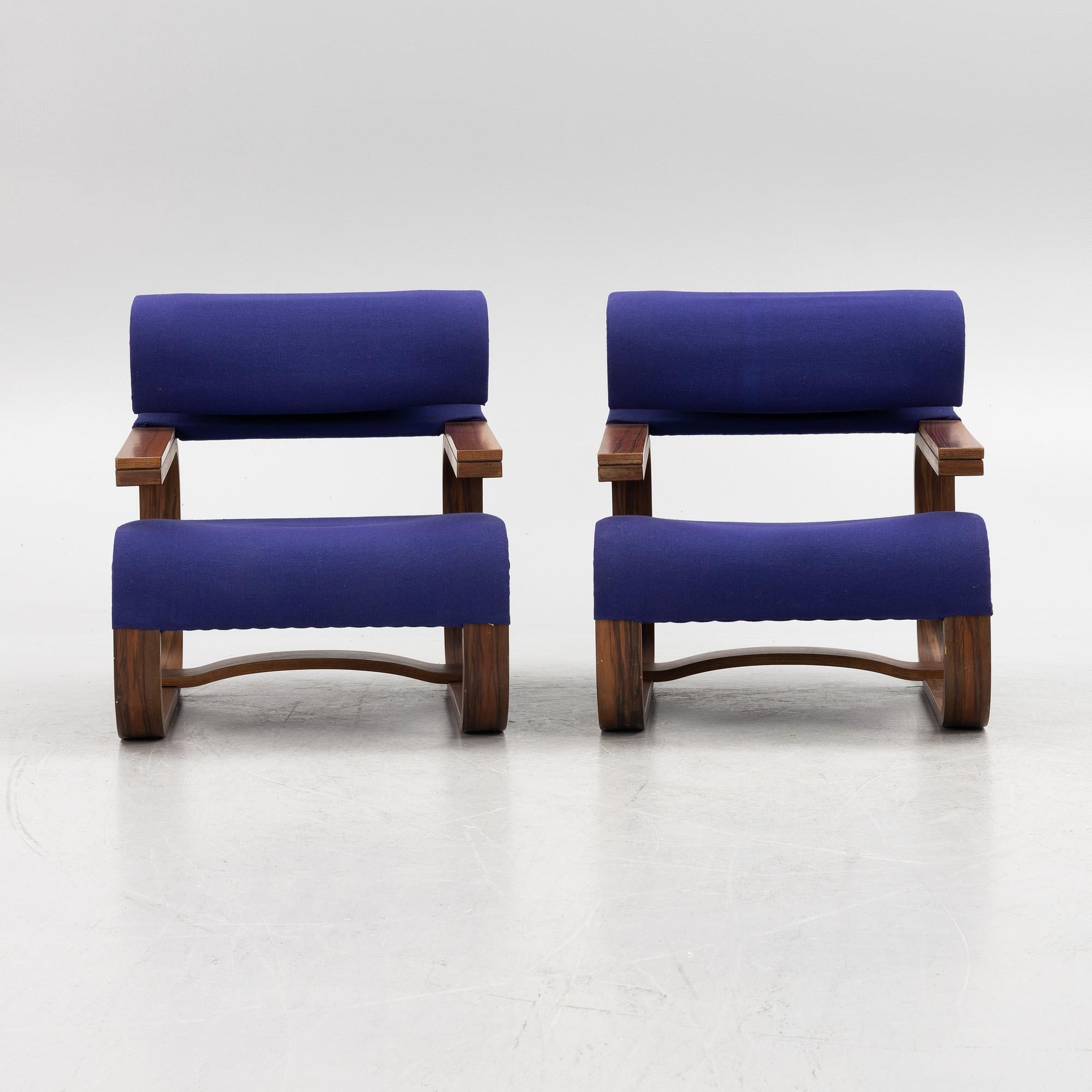 Wool Jan Bocan armchairs a pair for the Czech Embassy of Sweden Stockholm 1972 For Sale