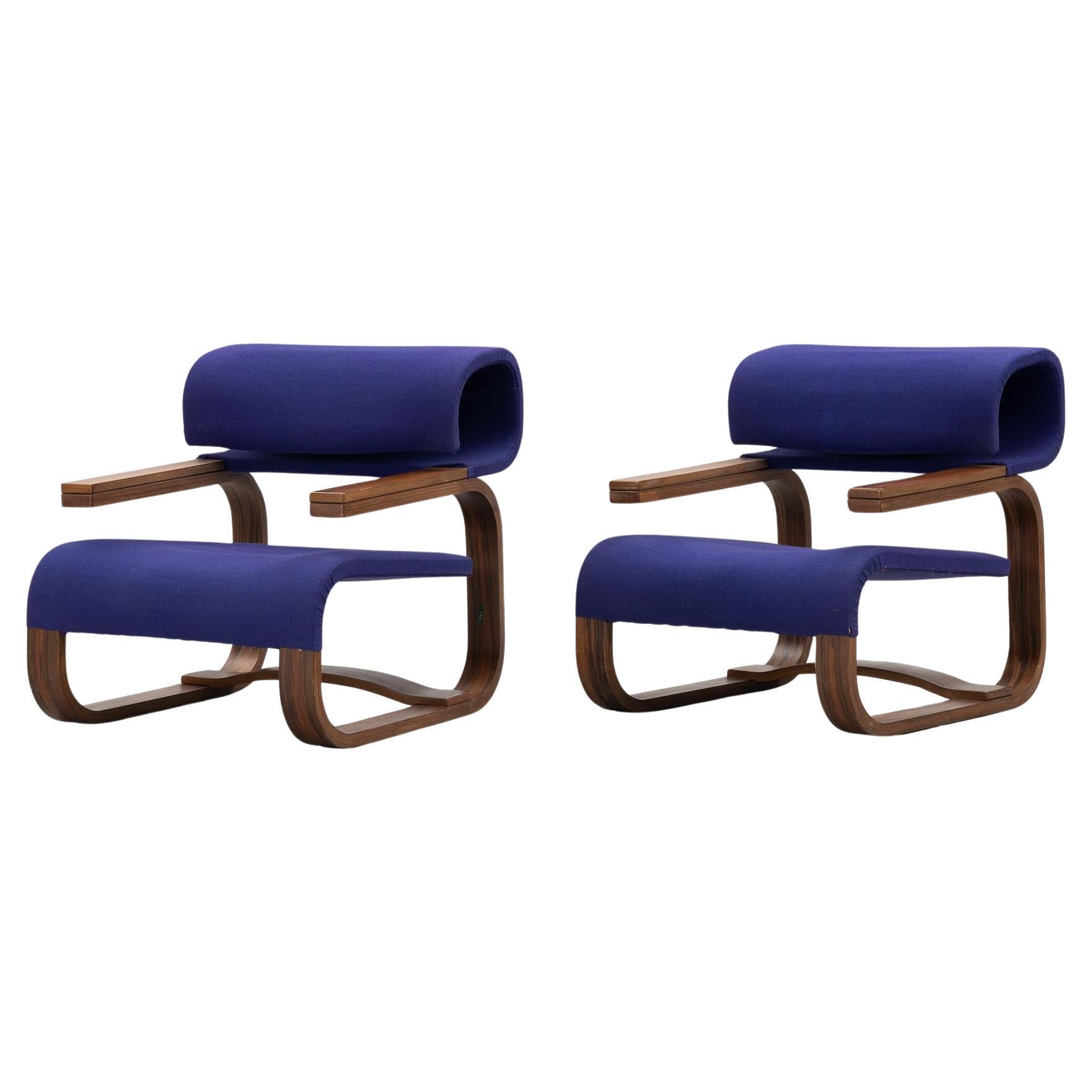 Mid-Century Modern Jan Bocan armchairs a pair for the Czech Embassy of Sweden Stockholm 1972 For Sale