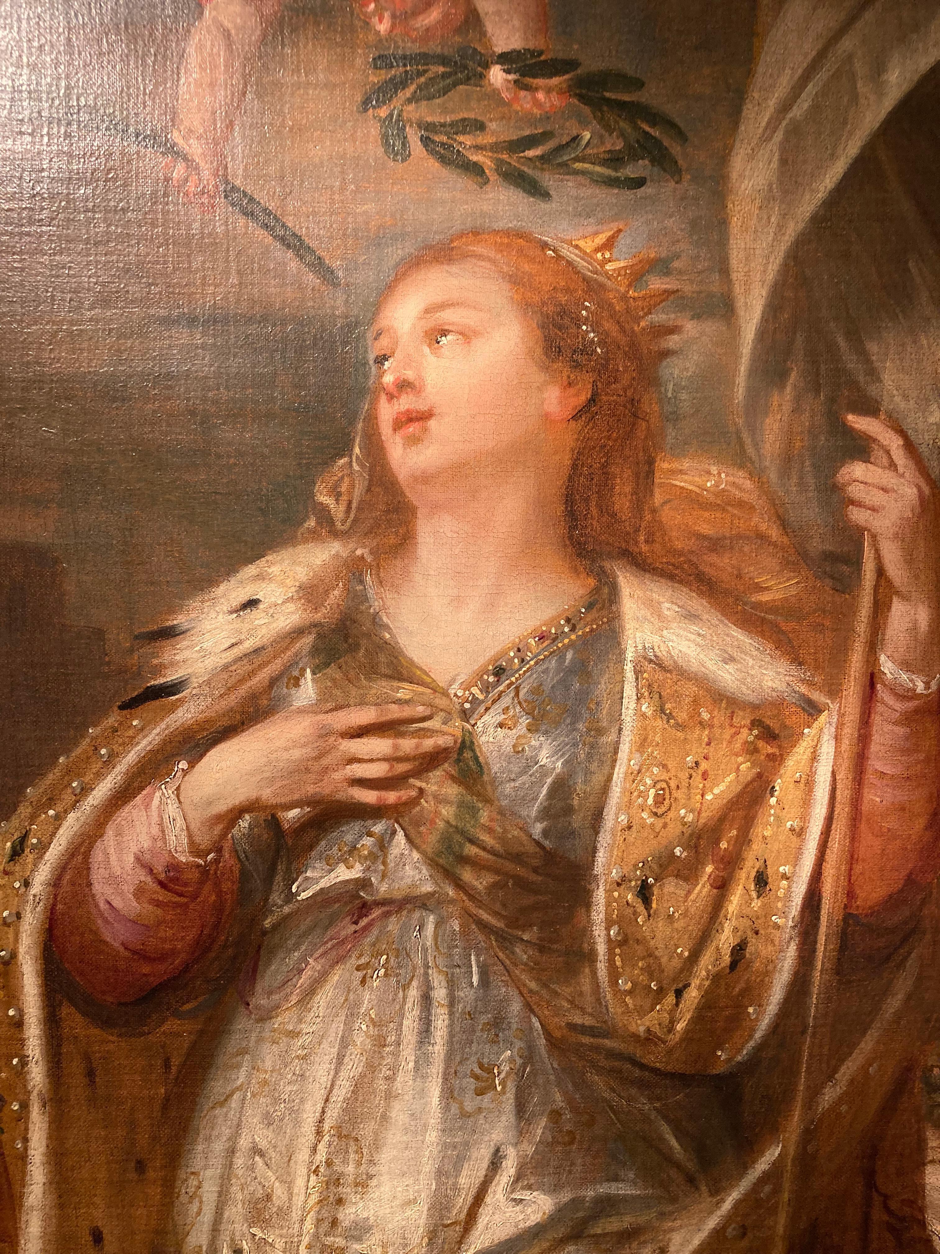 Johann Boeckhorst (Münster 1604 - Antwerpen 1668)
Heilige Ursula
Öl auf Leinwand, 112 x 86 cm

Provenienz: 
New York, Christe's, 20.3.1981, Los 88 (wie Van Diepenbeeck's circle)

Das vorliegende Gemälde wurde erst vor kurzem wiederentdeckt. Es war