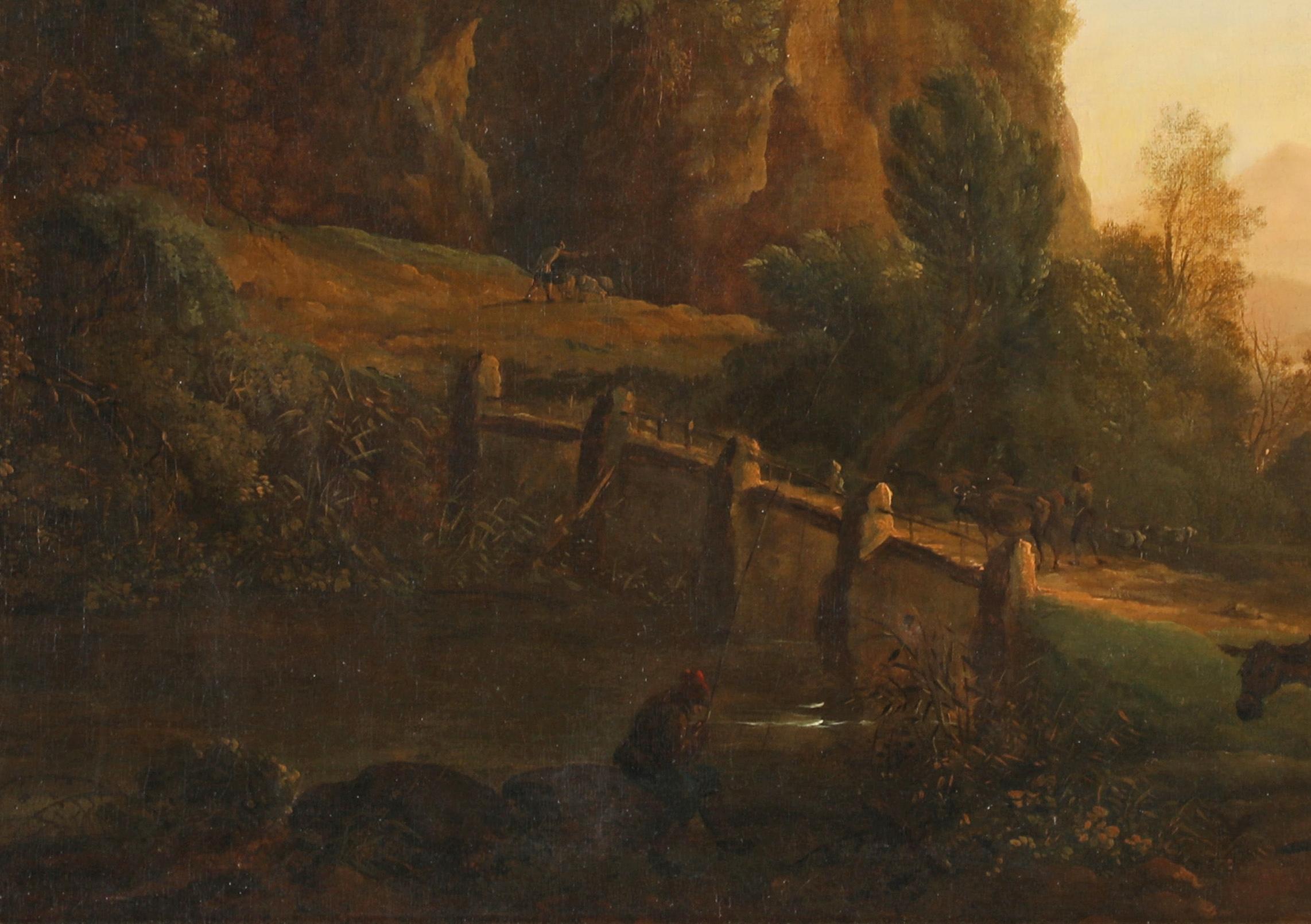Südliche Landschaft mit Brücke und Schafhirten - Painting de Jan Both