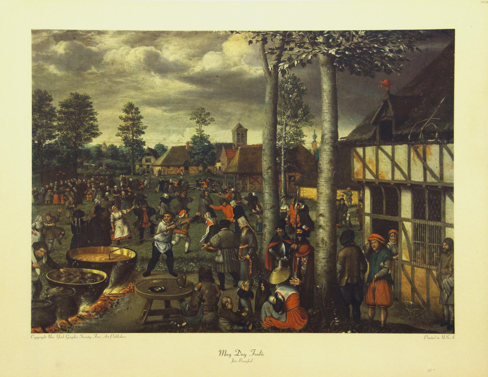Jan Brueghel  Landscape Print – „May Day Frolic“ von Jan Brueghel, Pub. von New York Graphic Society. Hergestellt in den USA.