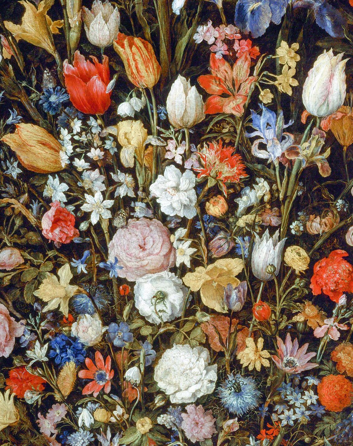D'aprs Jan Brueghel l'Ancien (1568 - 1625), d'aprs Flowers in a Wooden Vessel - Print de Jan Brueghel The Elder