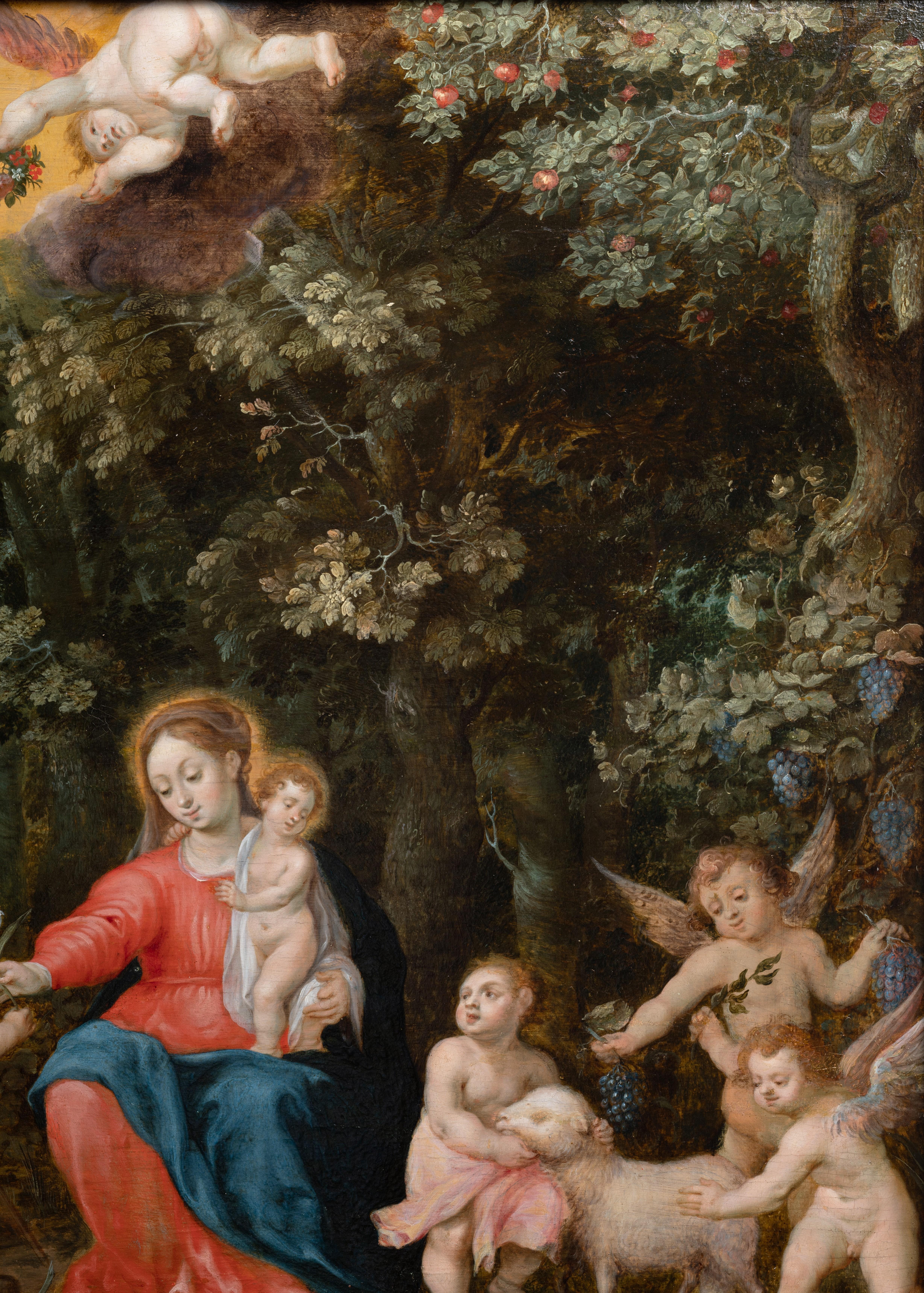 17. Jahrhundert. Antwerpener Atelier von J. Brueghel  & H. van Balen - Die Jungfrau mit Kind im Angebot 5