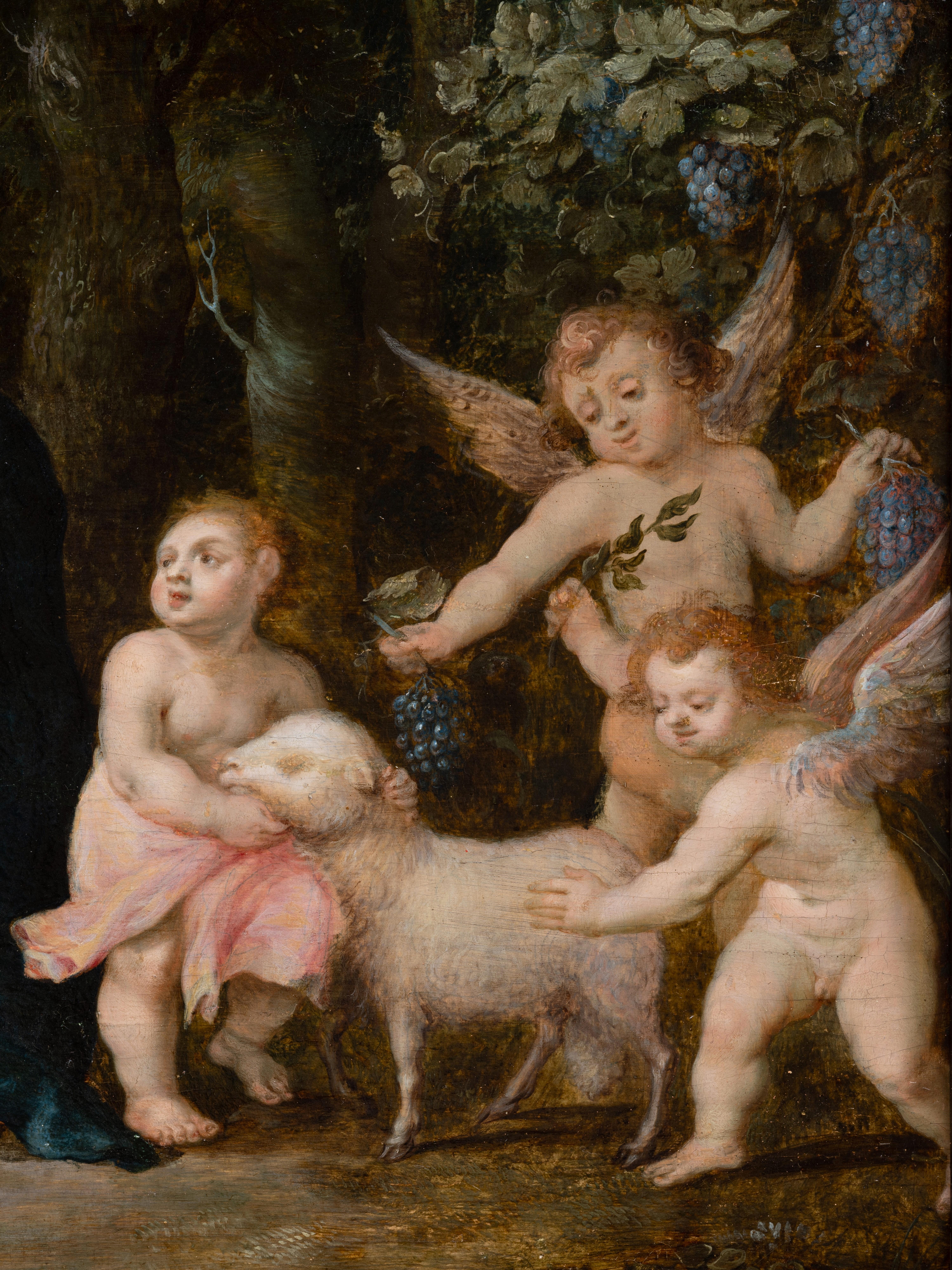 17. Jahrhundert. Antwerpener Atelier von J. Brueghel  & H. van Balen - Die Jungfrau mit Kind im Angebot 8
