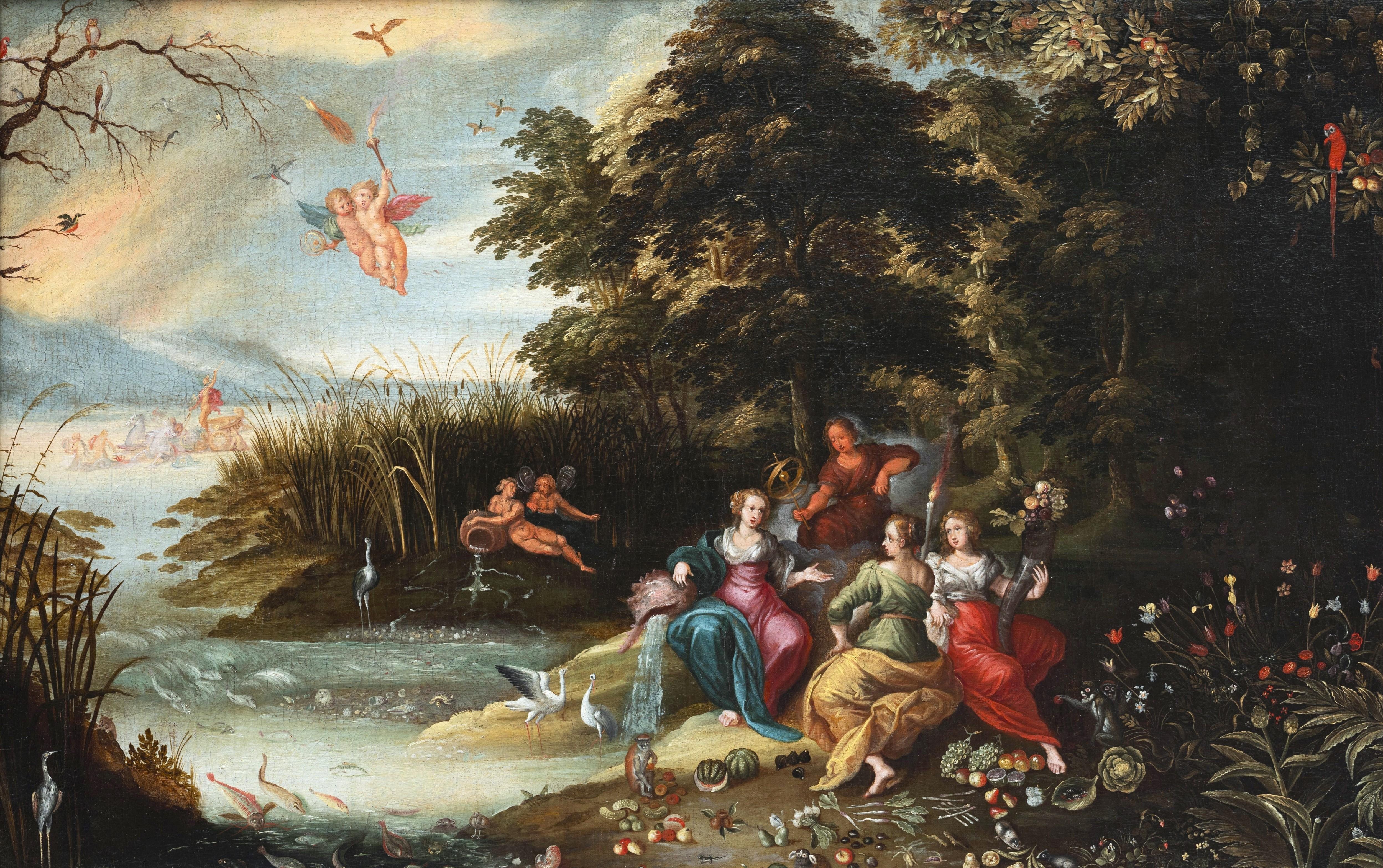Allegory of four elements, pupil of Jan Brueghel the Younger (1601-1678) For Sale 1