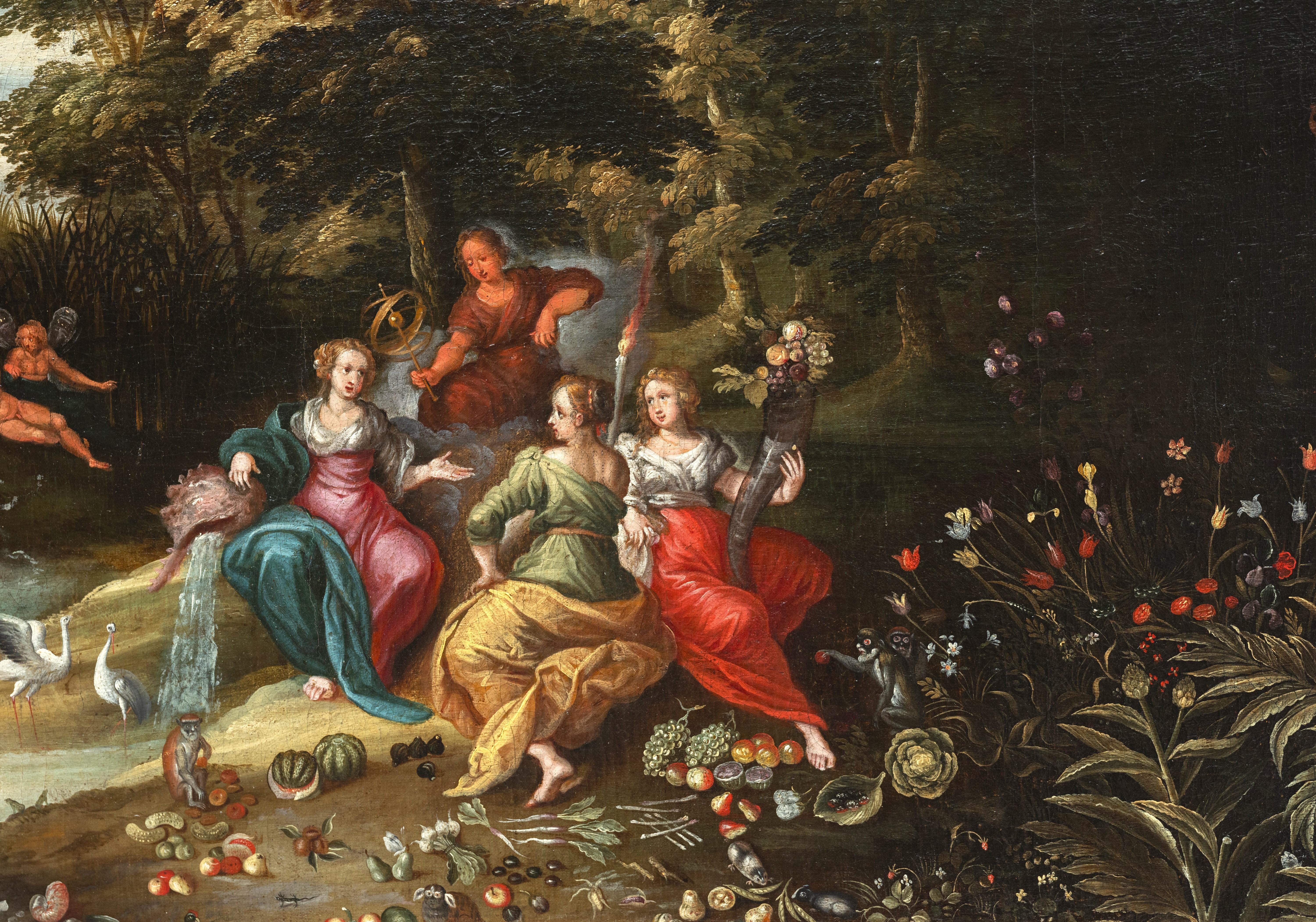 Allegory of four elements, pupil of Jan Brueghel the Younger (1601-1678) For Sale 2